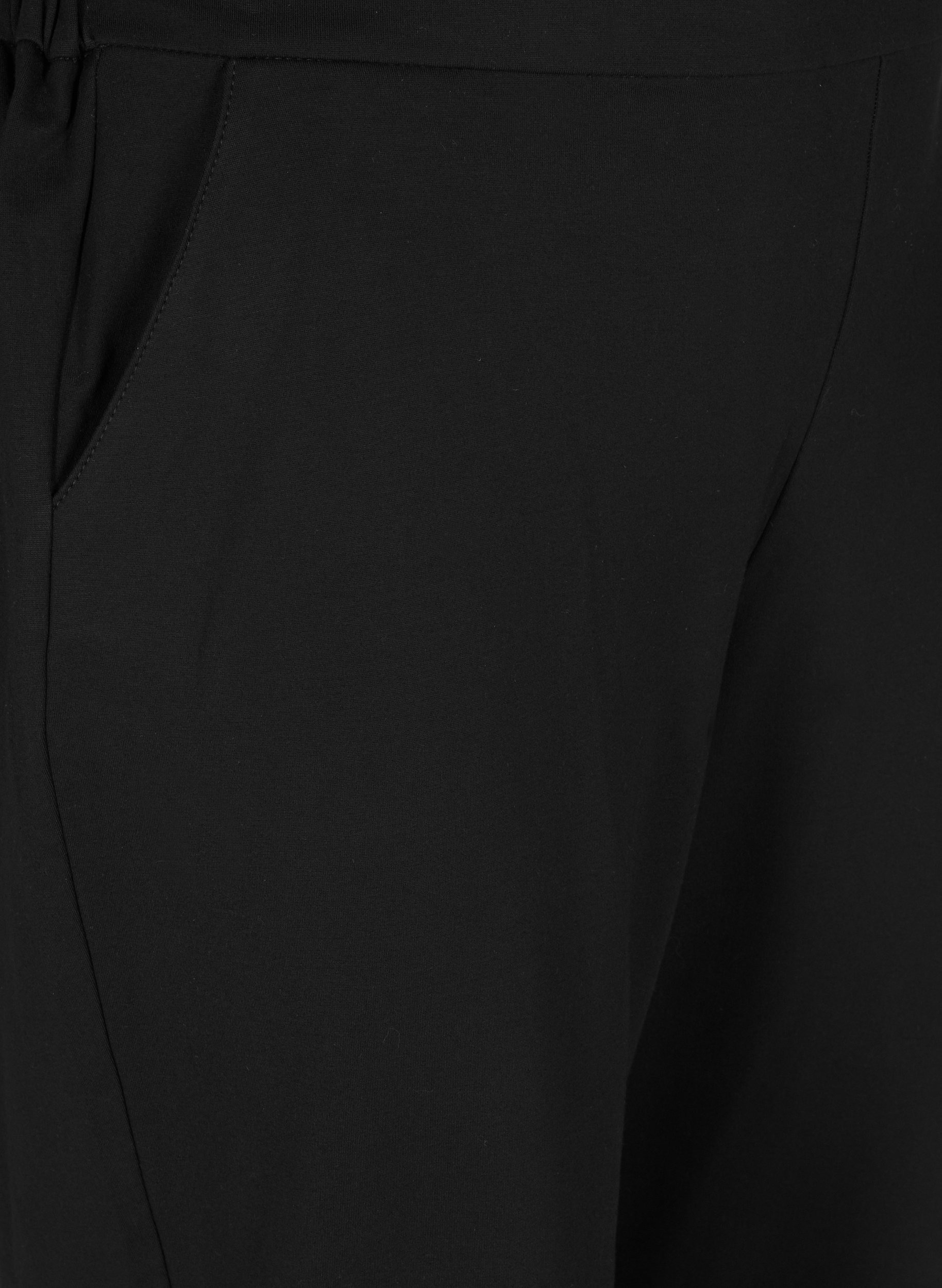 Ensfarvede culotte bukser med lommer, Black, Packshot image number 2