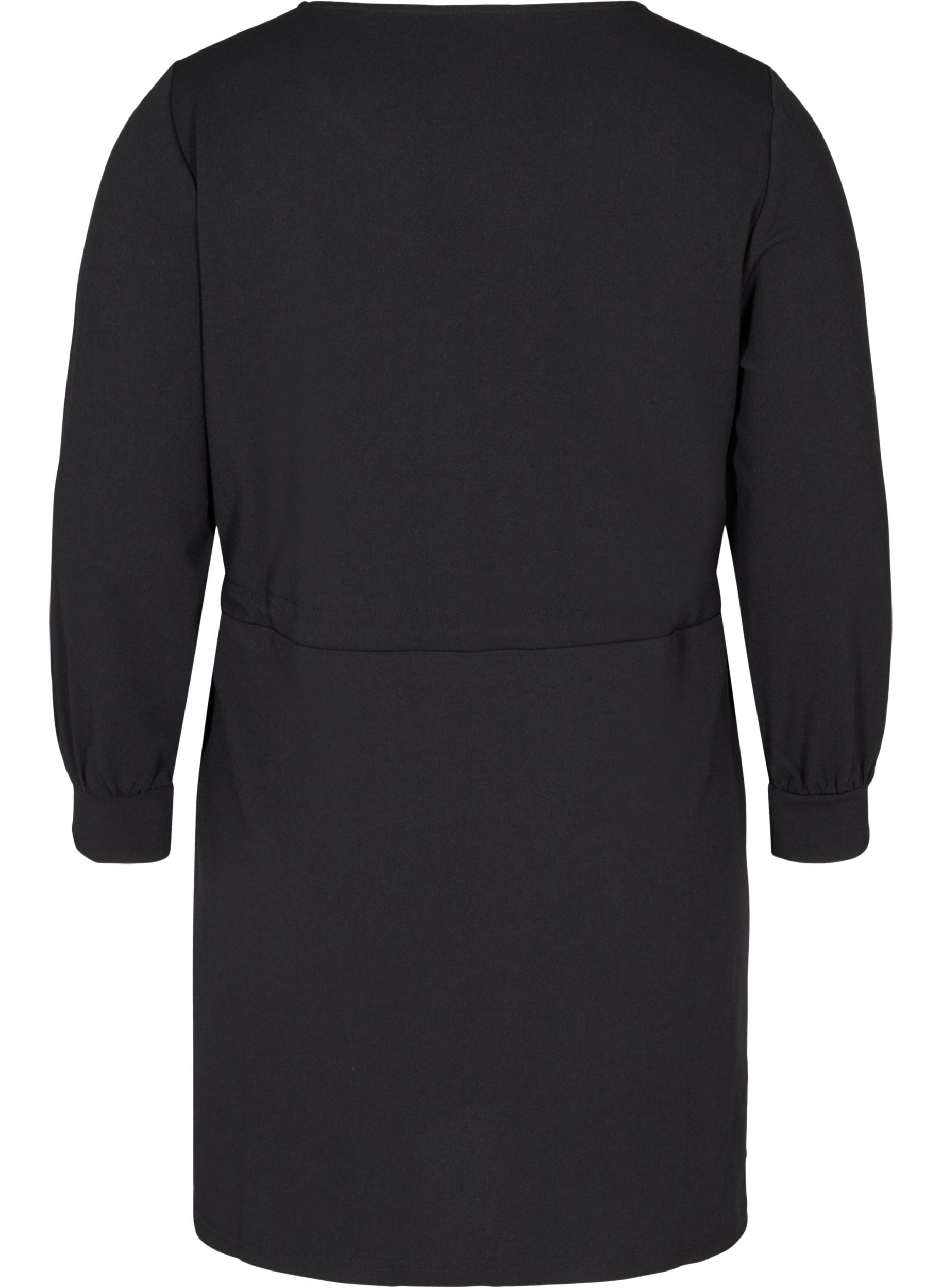 Langærmet tunika med lommer, Black, Packshot image number 1