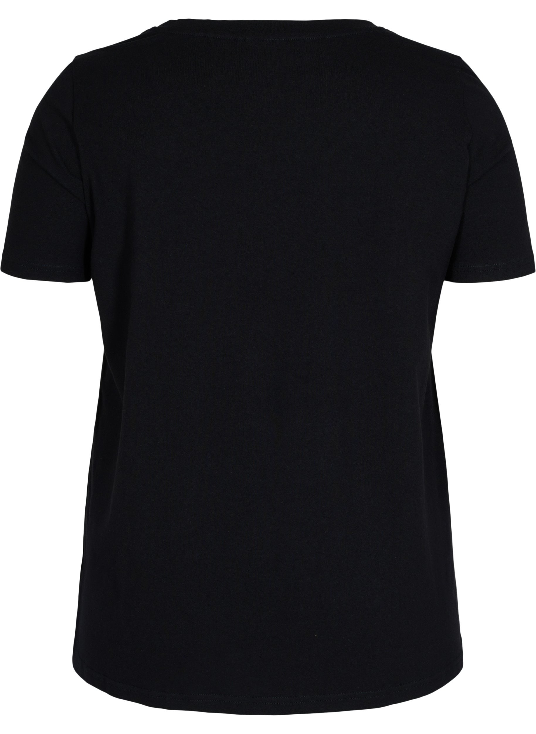 Kortærmet bomulds t-shirt med tryk, Black w. star copper, Packshot image number 1