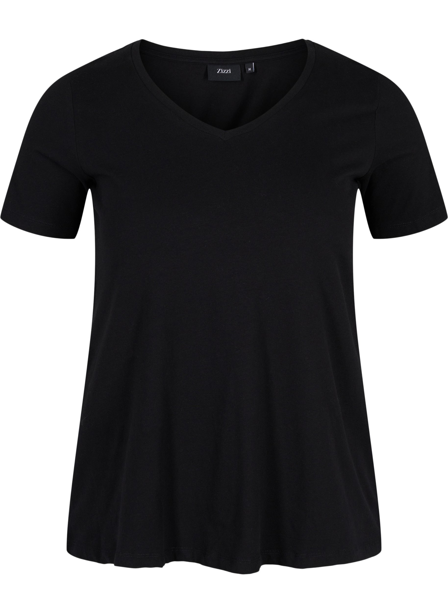 Basis t-shirt med v-hals, Black, Packshot image number 0