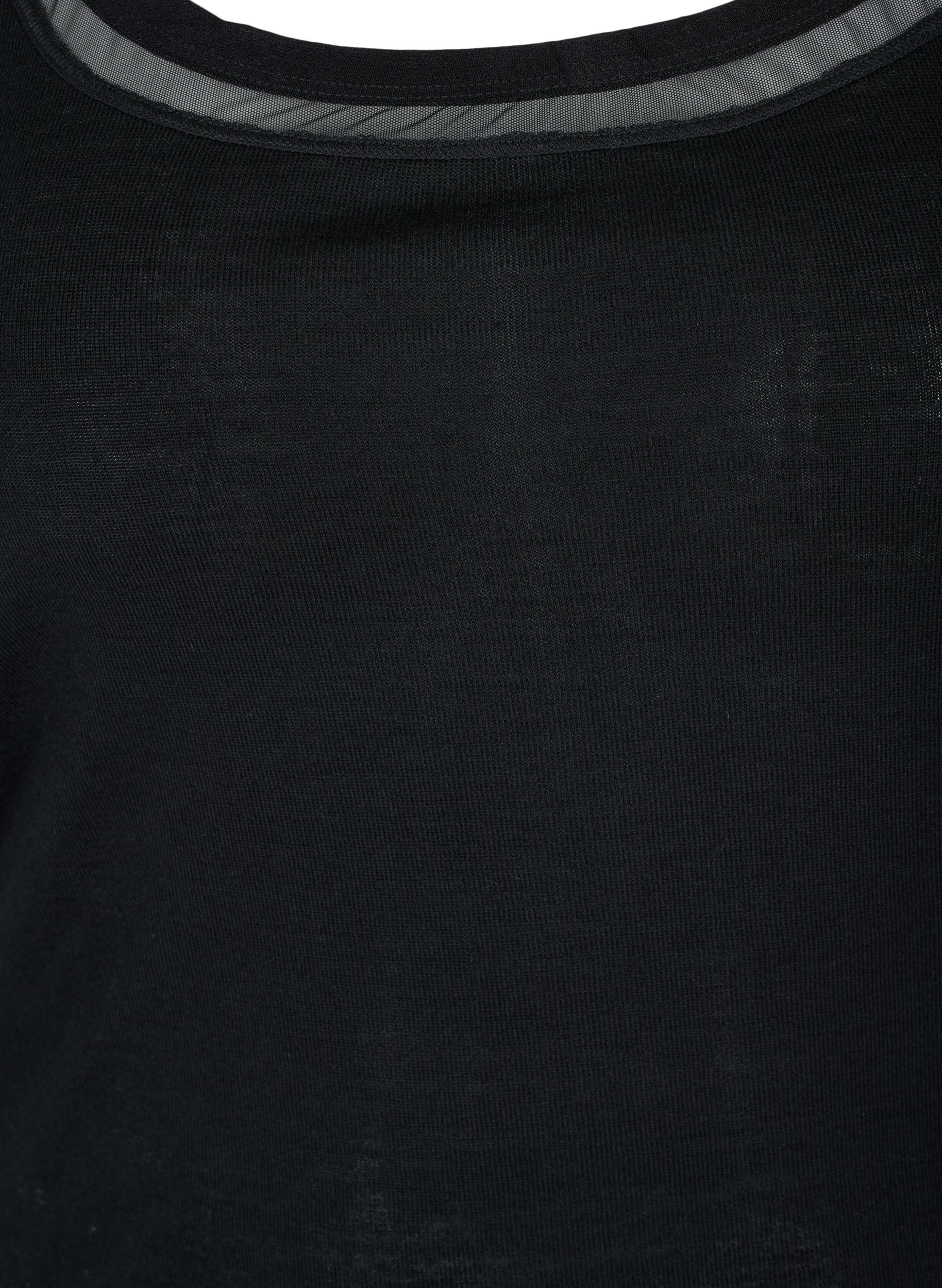 Blød uld undertrøje med meshkant , Black, Packshot image number 2