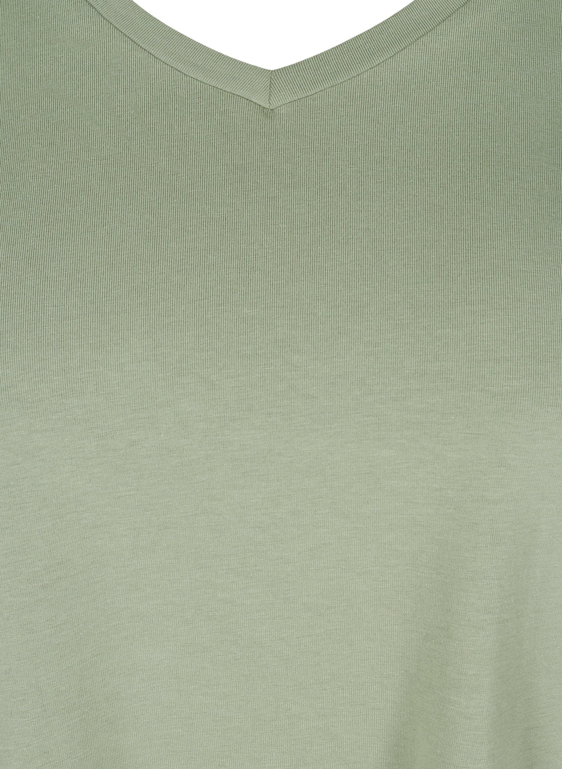 Basis t-shirt med v-hals, Agave Green, Packshot image number 2