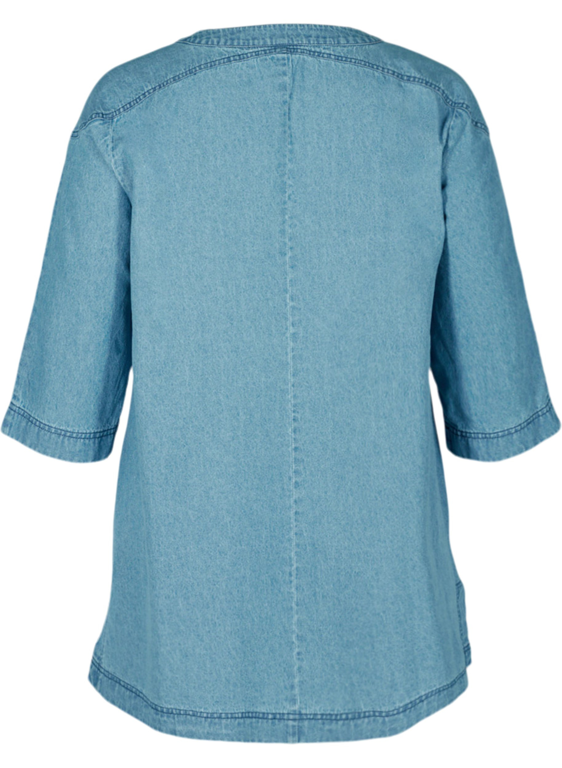 Denim tunika med 3/4 ærmer, Light blue denim ASS, Packshot image number 1