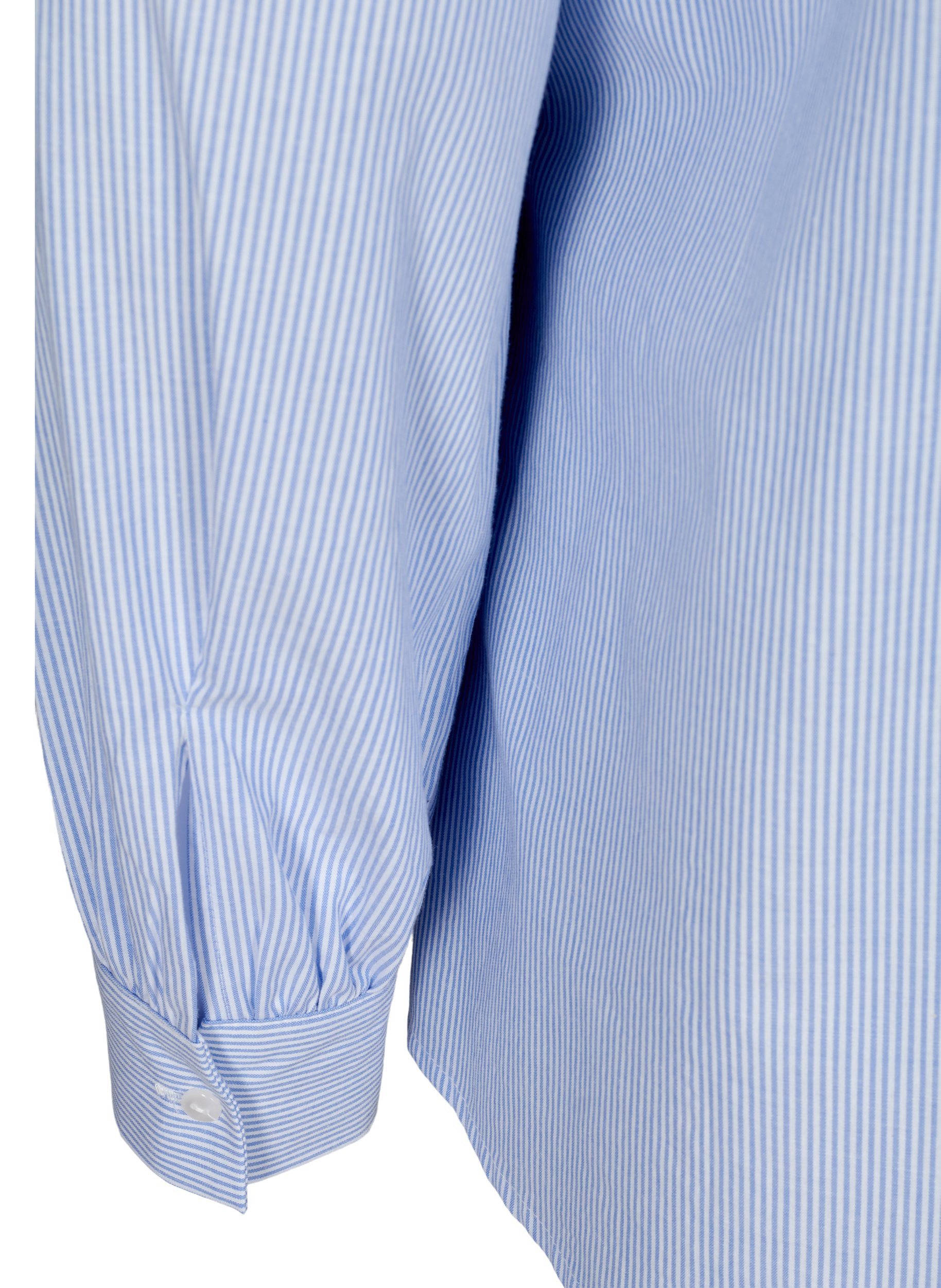 Stribet skjorte i bomuld, White/Blue stripe, Packshot image number 3