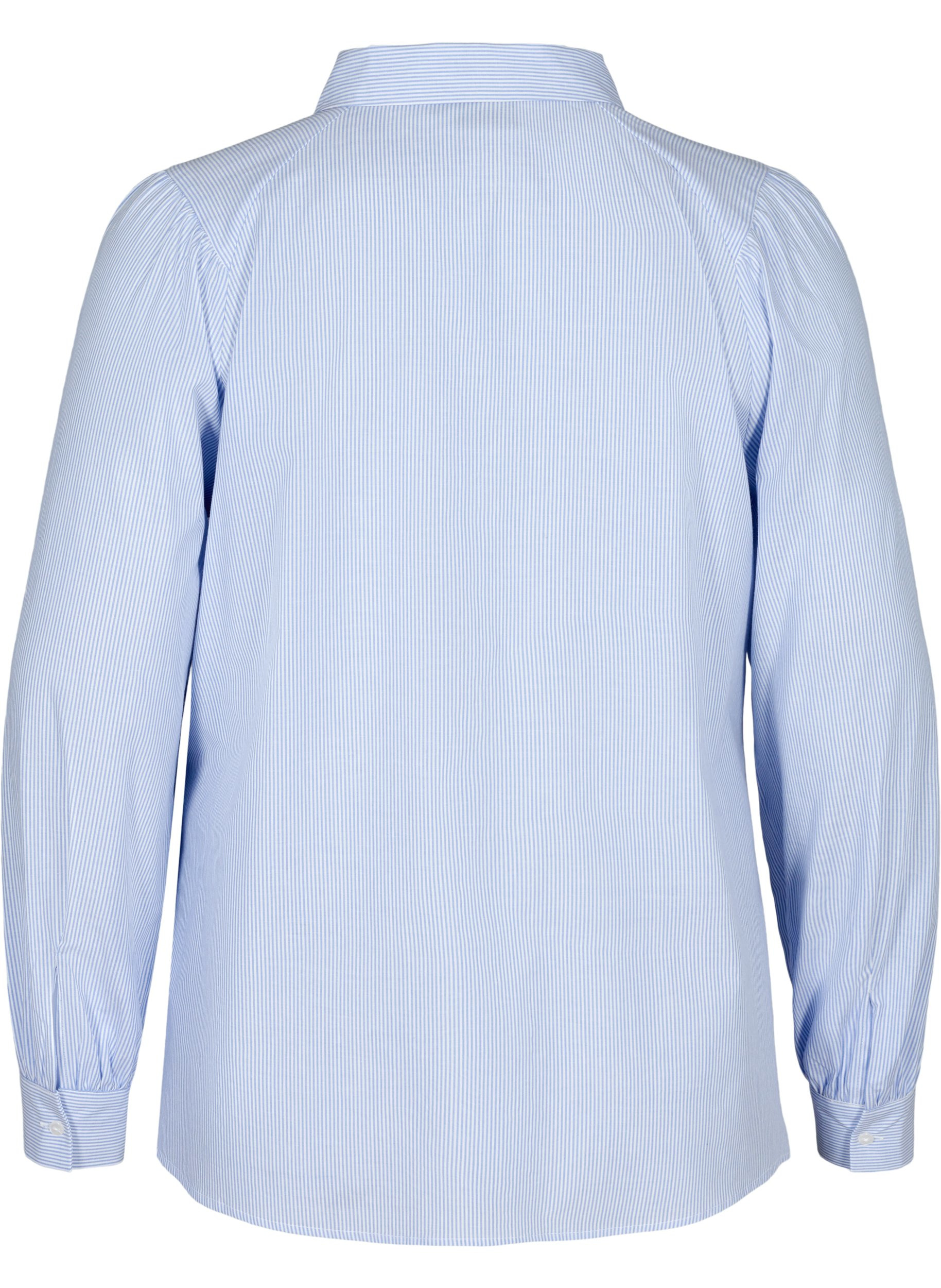 Stribet skjorte i bomuld, White/Blue stripe, Packshot image number 1