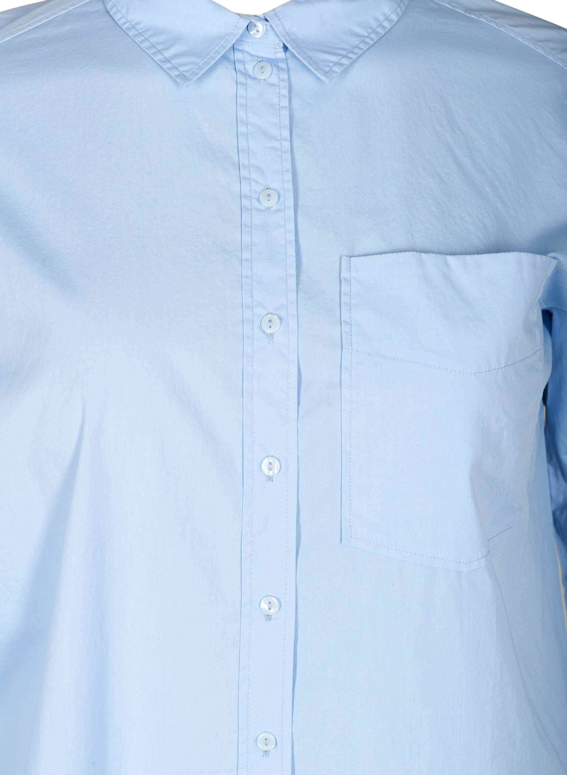Lang bomulds skjorte med brystlomme, Blue Heron, Packshot image number 2
