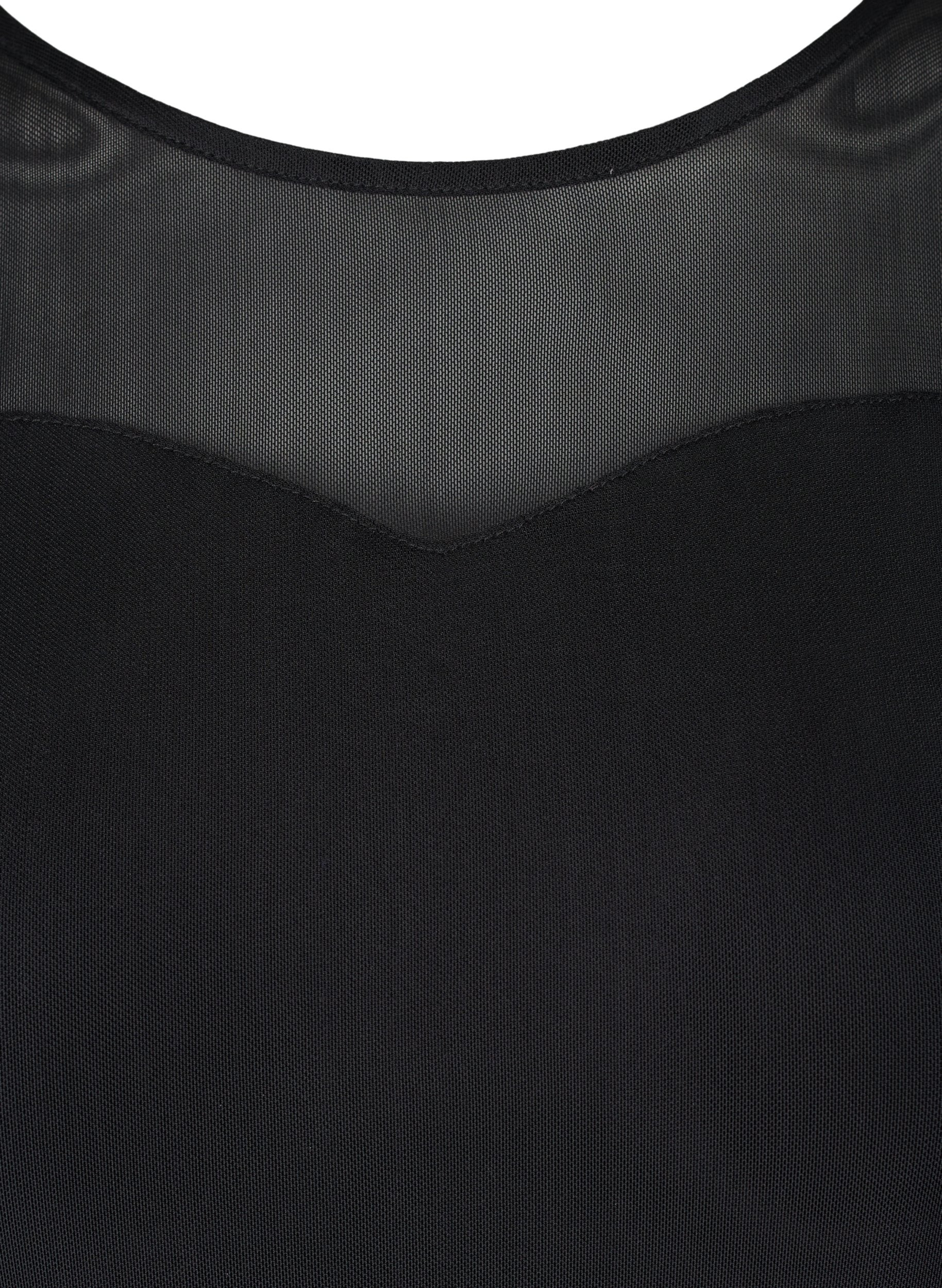 Tætsiddende bluse med mesh , Black, Packshot image number 2
