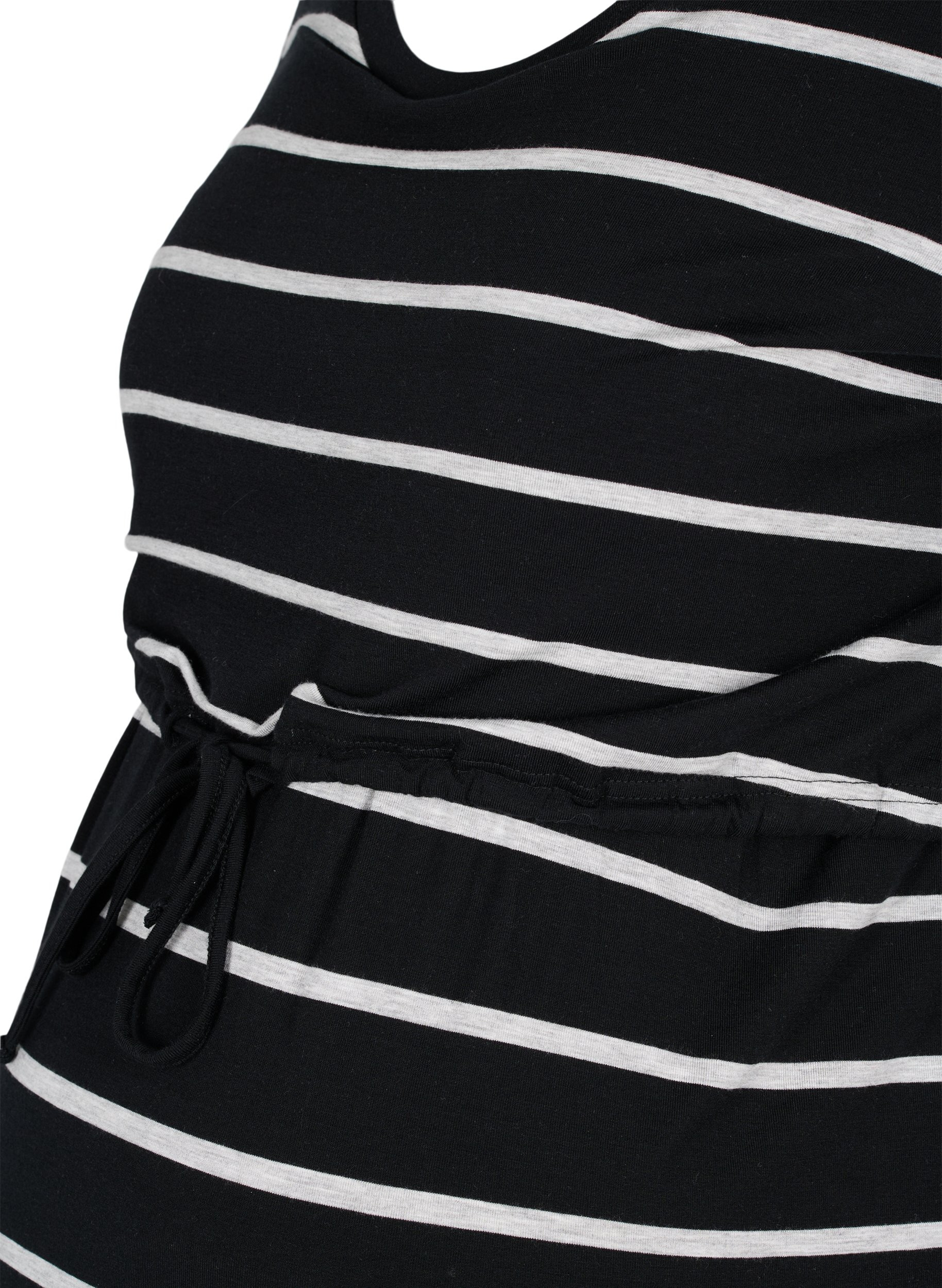 Stribet graviditets kjole i viskose, Black Grey Stripe, Packshot image number 2