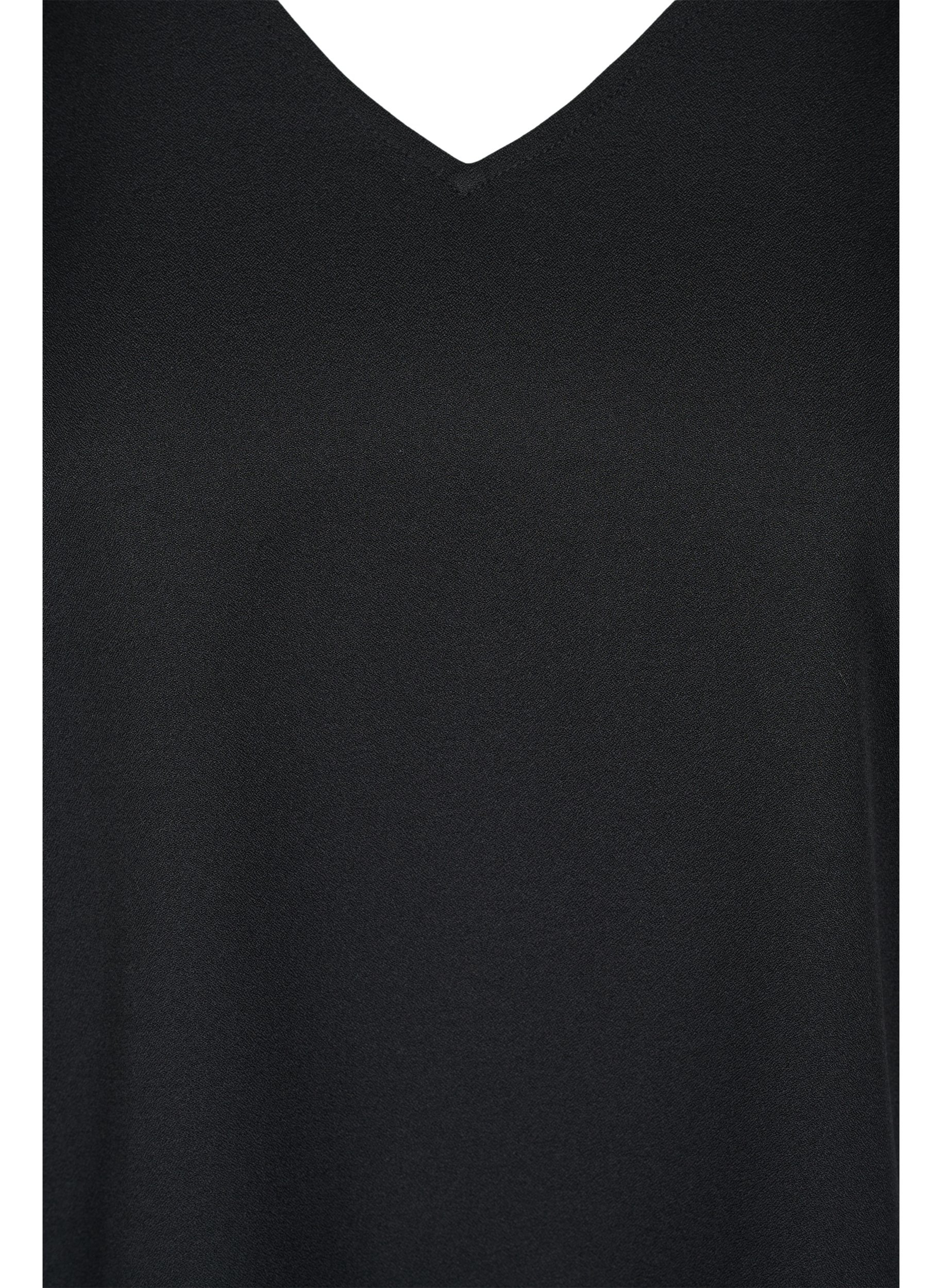 Kortærmet bluse med v-udskæring, Black, Packshot image number 2