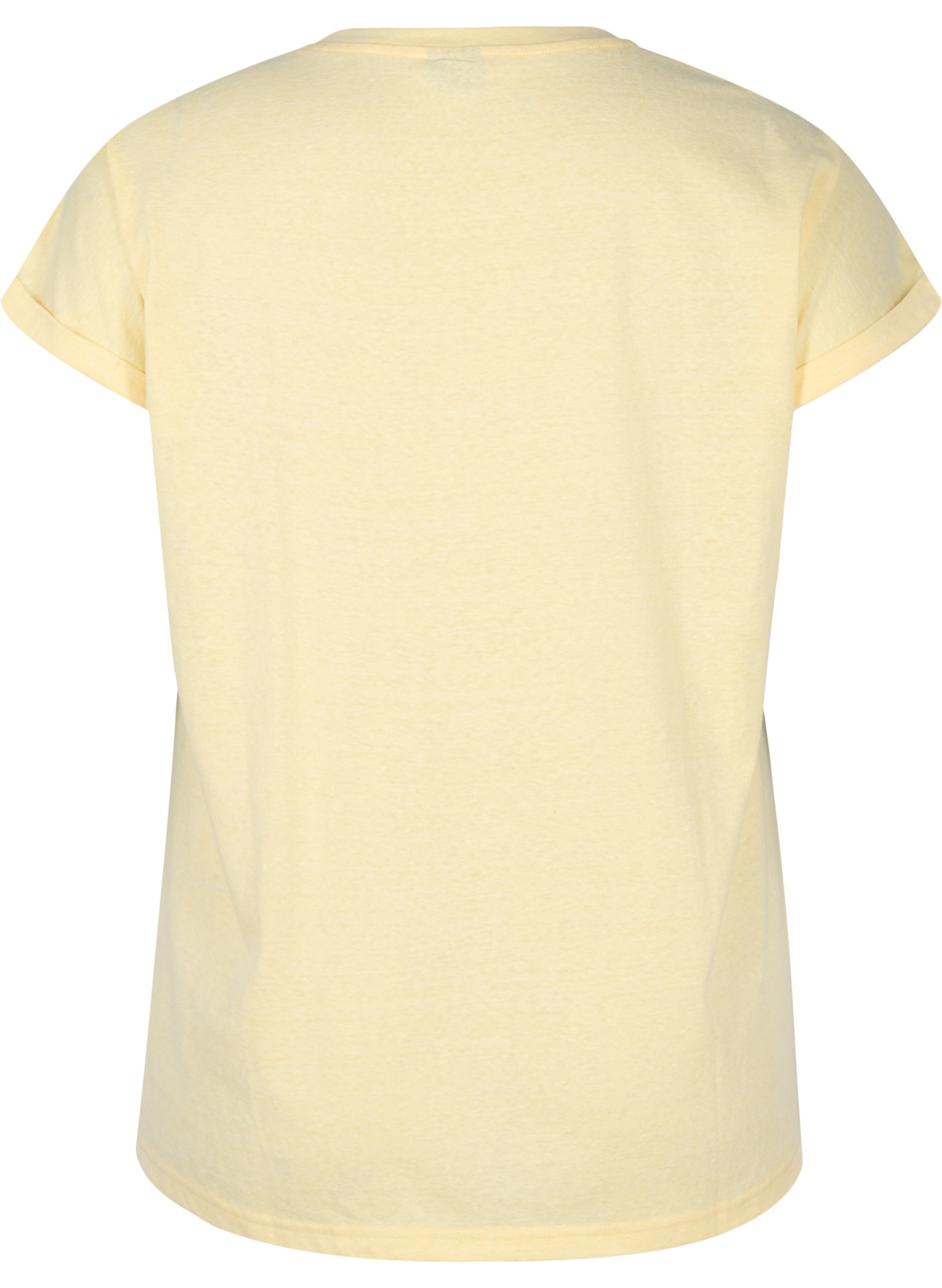 Meleret t-shirt i bomuld, Pale Banana Melange, Packshot image number 1