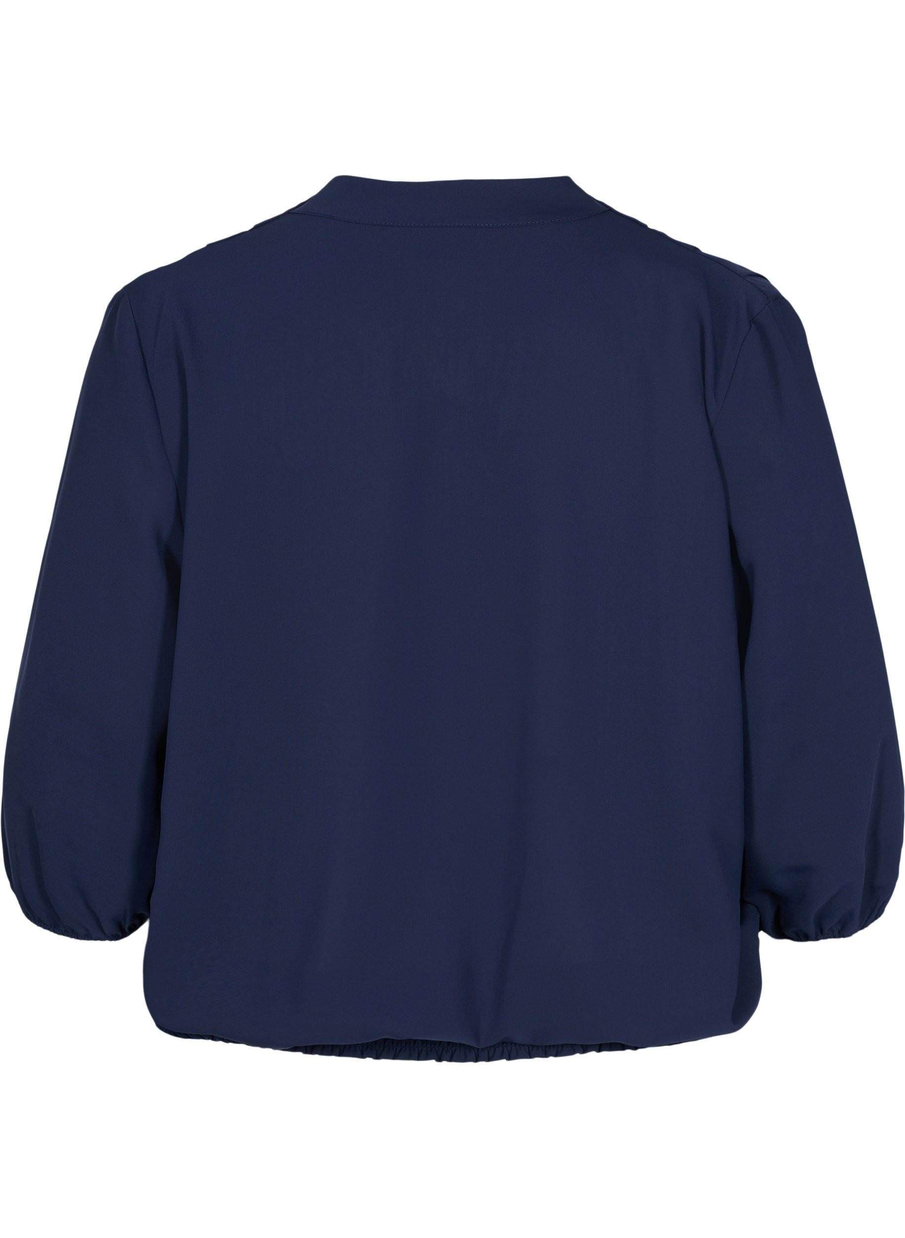 Wrap-look bluse med v-hals og 3/4 ærmer, Navy Blazer, Packshot image number 1