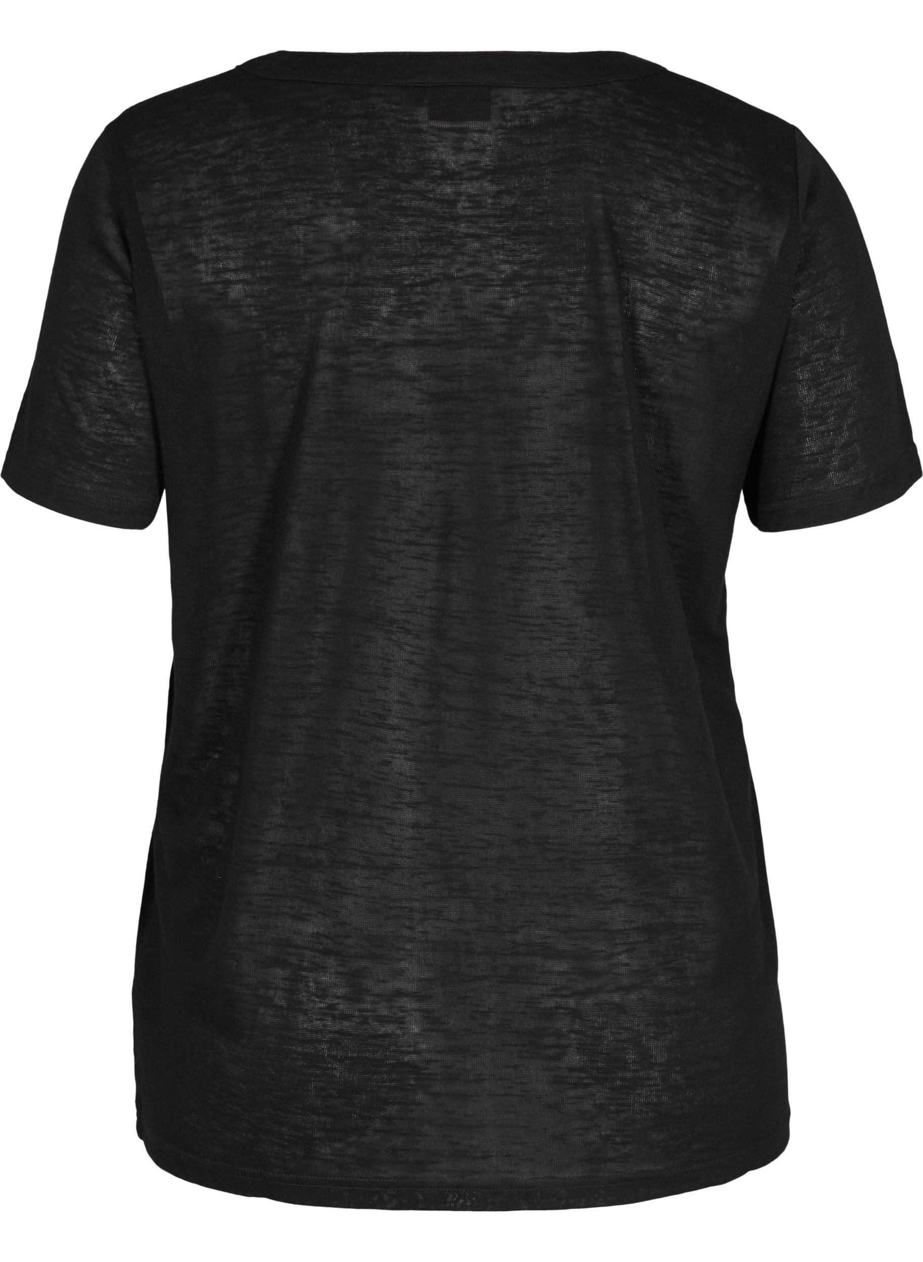 Kortærmet t-shirt med knapper , Black, Packshot image number 1