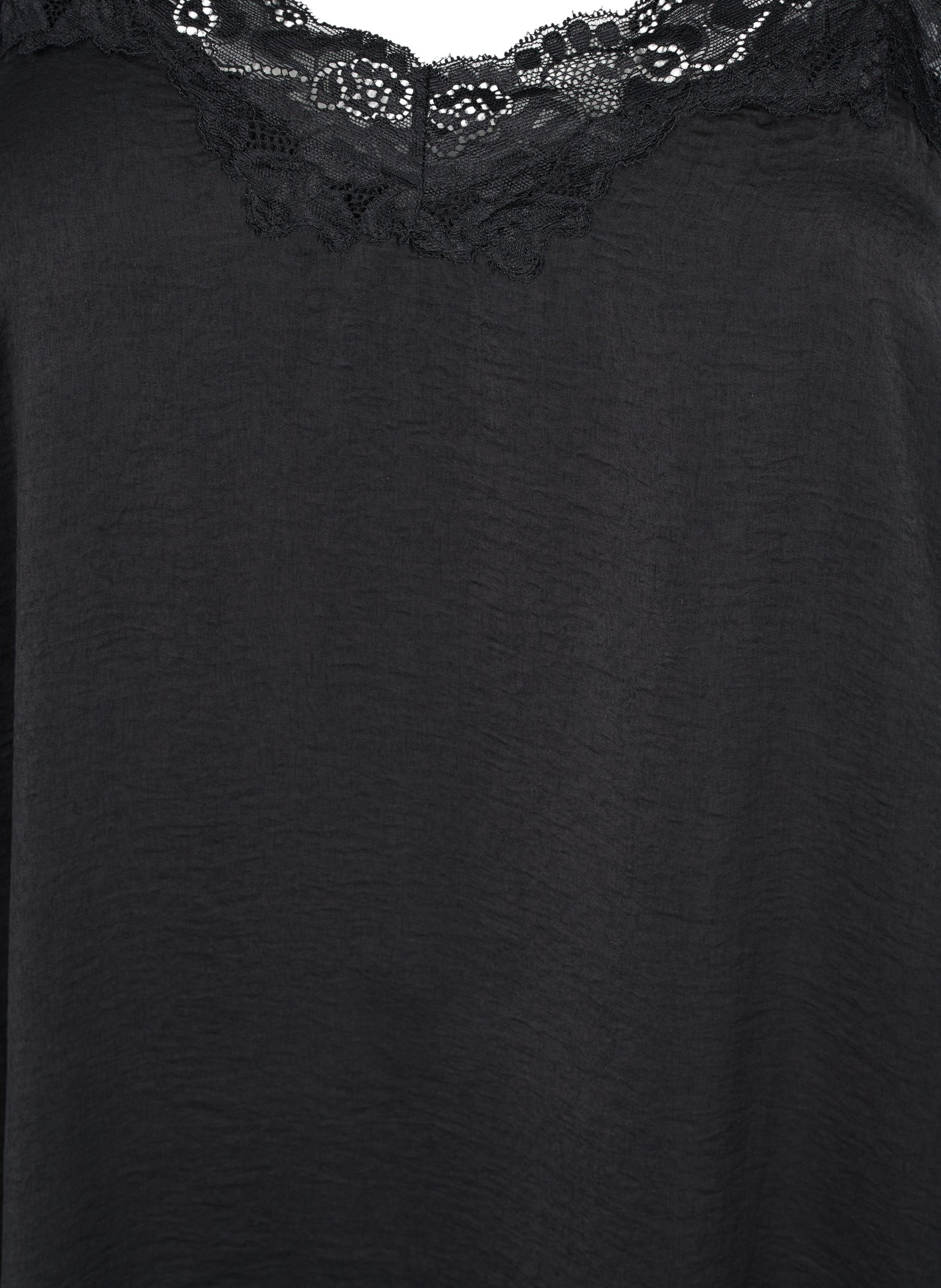 Natkjole med blonder, Black, Packshot image number 2