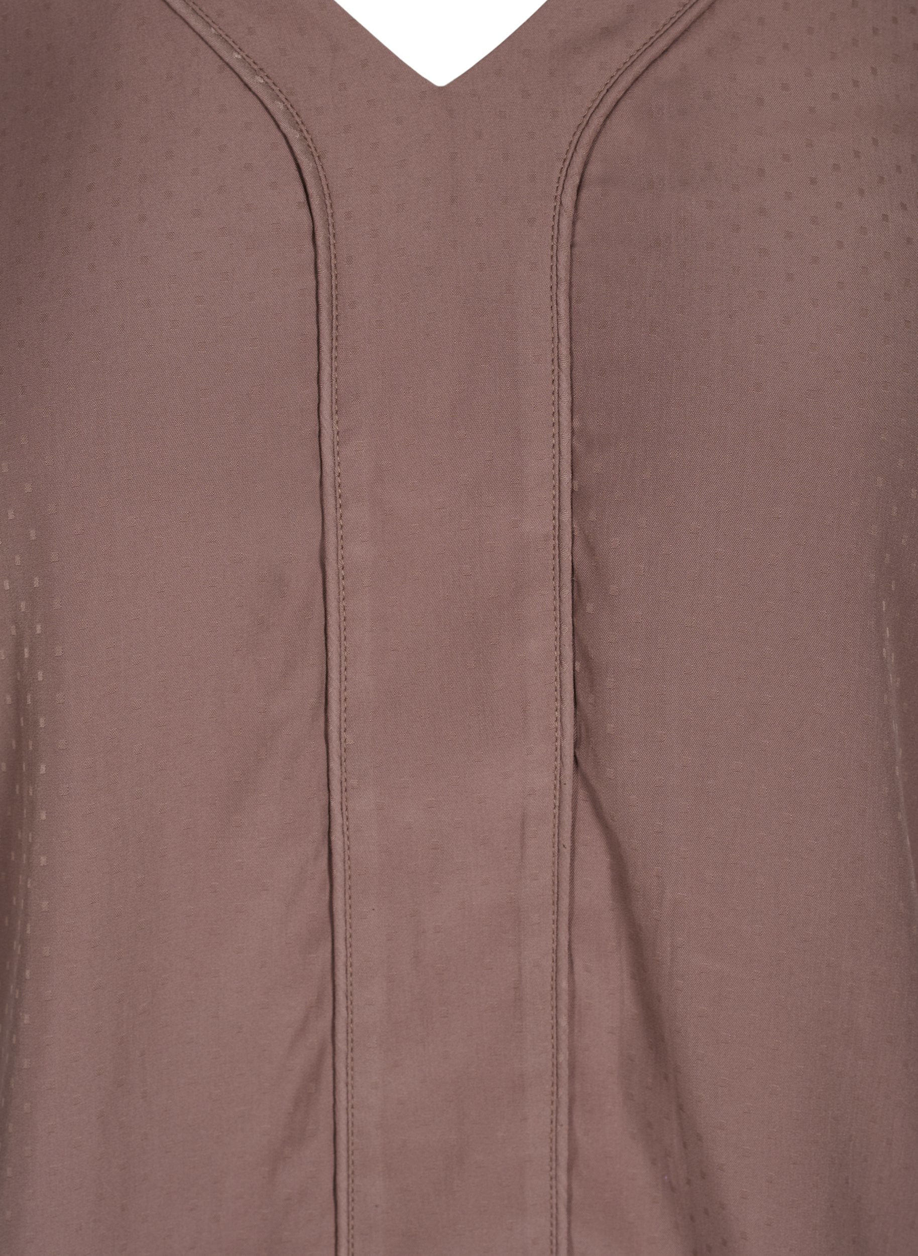 Bluse med v-udskæring og smock, Deep Taupe, Packshot image number 2