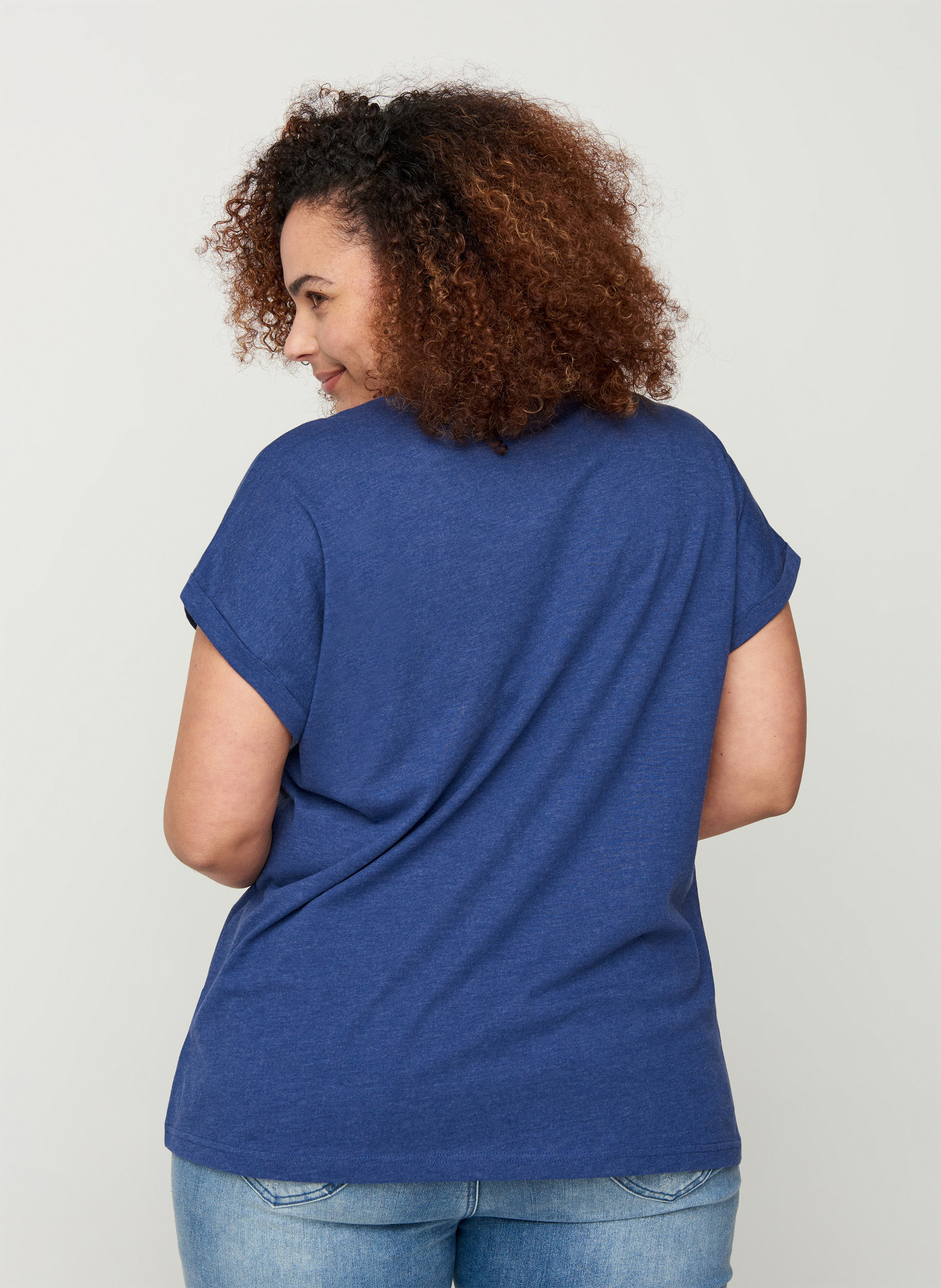 T-shirt i bomuldsmix, Twilight Blue Mel., Model image number 1