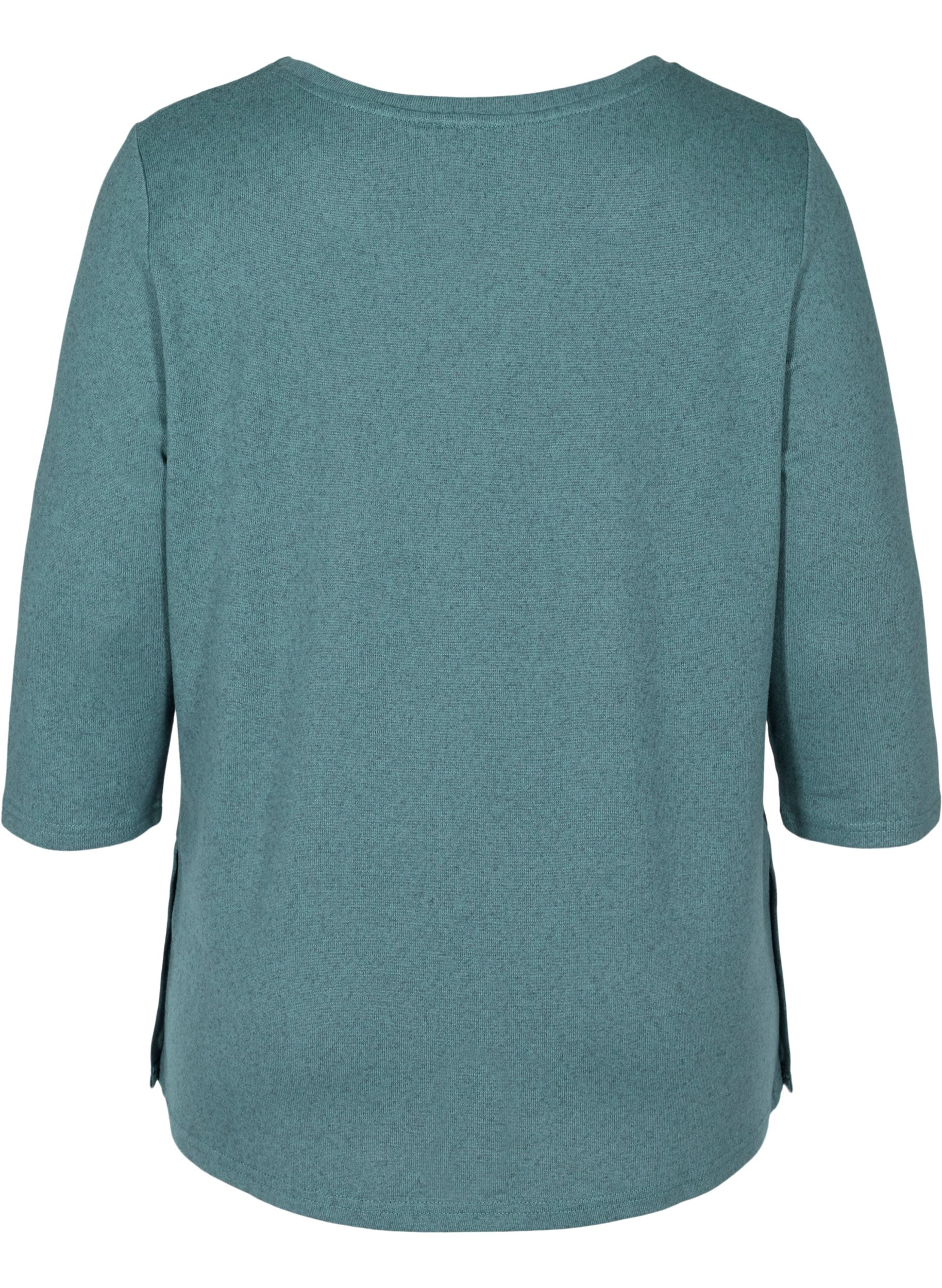 Bluse med 3/4 ærmer og knapper, North Atlantic Mel., Packshot image number 1