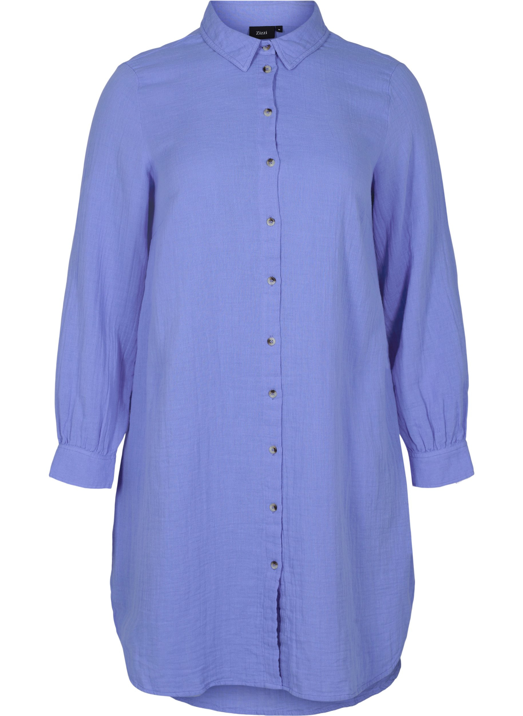 Lang bomulds skjorte med en klassisk  krave, Ultramarine