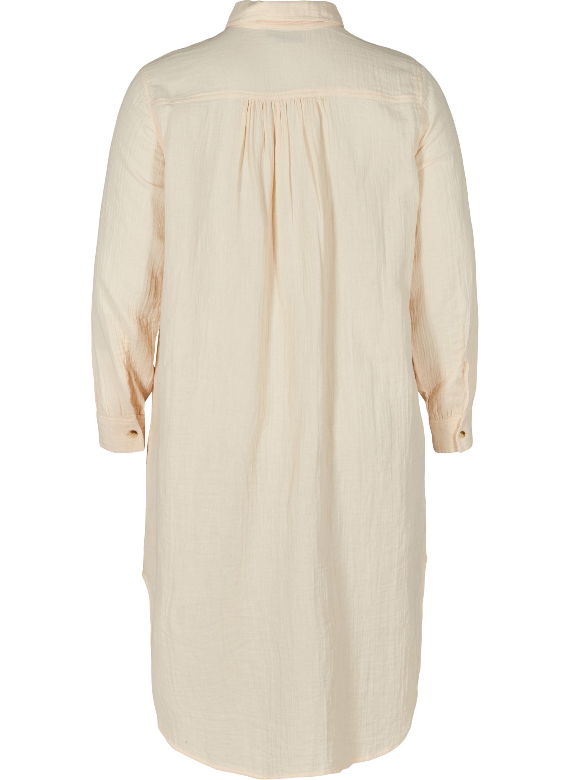 Lang bomulds skjorte med en klassisk  krave, Mother Of Pearl, Packshot image number 1