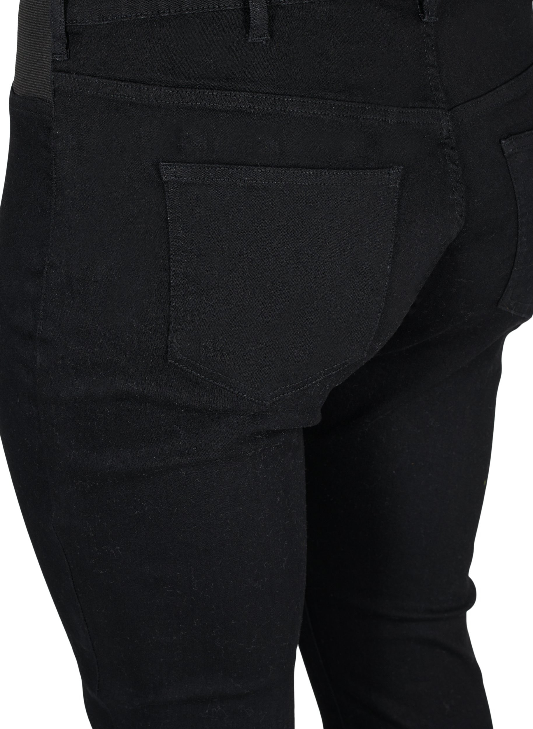 Super slim Amy jeans med elastik i taljen, Black, Packshot image number 3