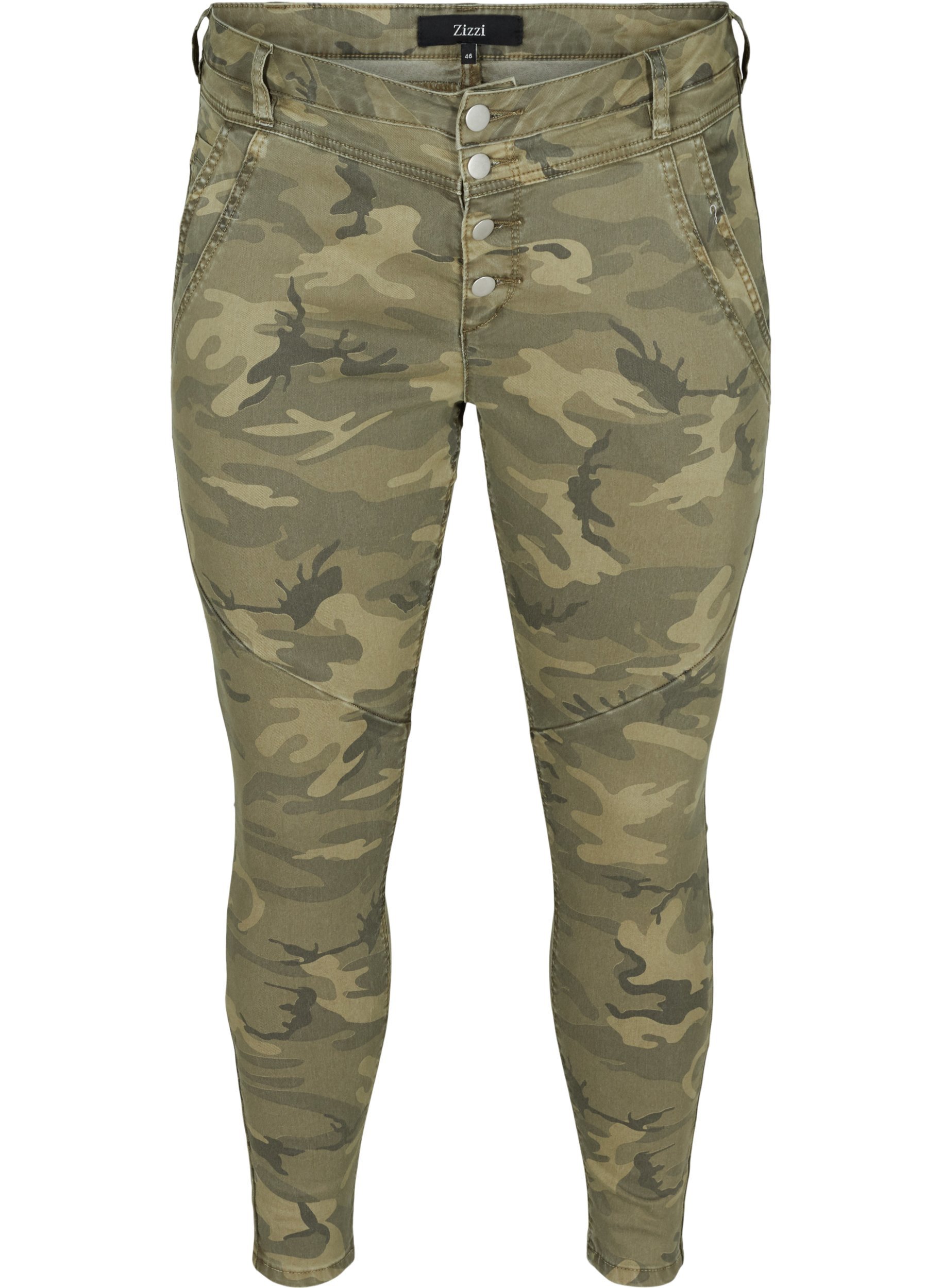 Tætsiddende bukser med camouflageprint, Camouflage, Packshot image number 0