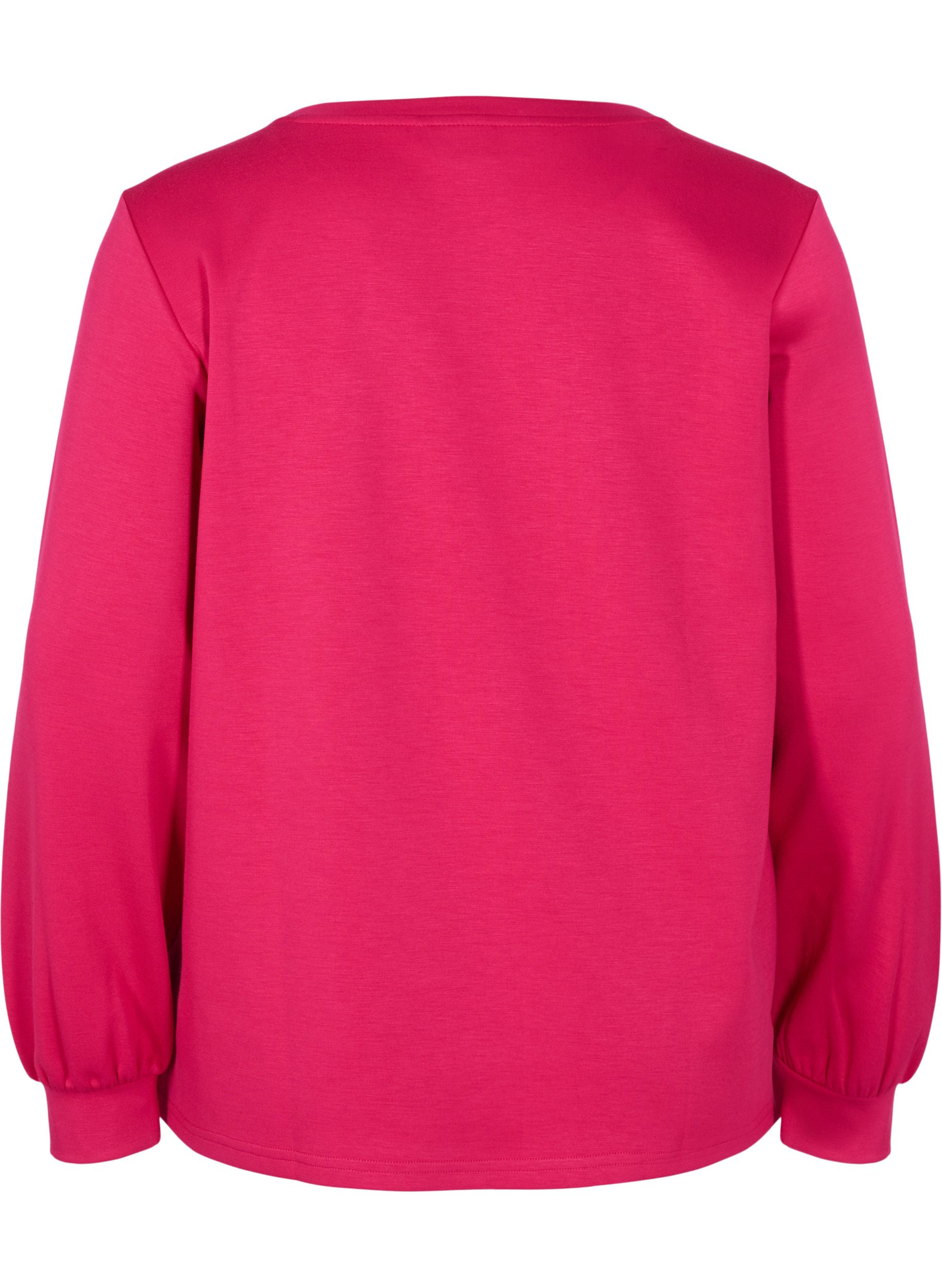 Sweatshirt med rund hals og lange ærmer, Cerise, Packshot image number 1