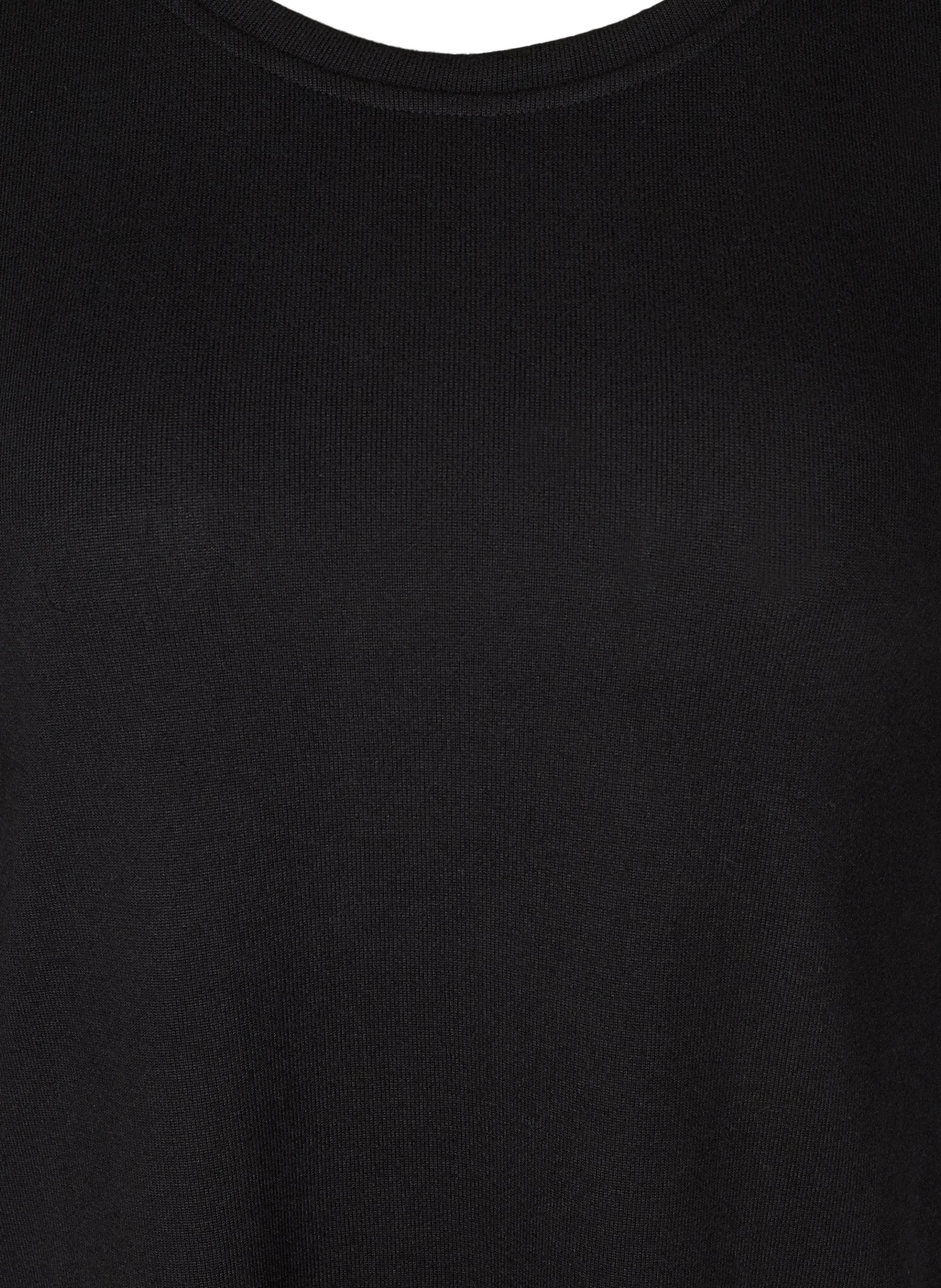 Bluse med 3/4 ærmer og knapper, Black, Packshot image number 2