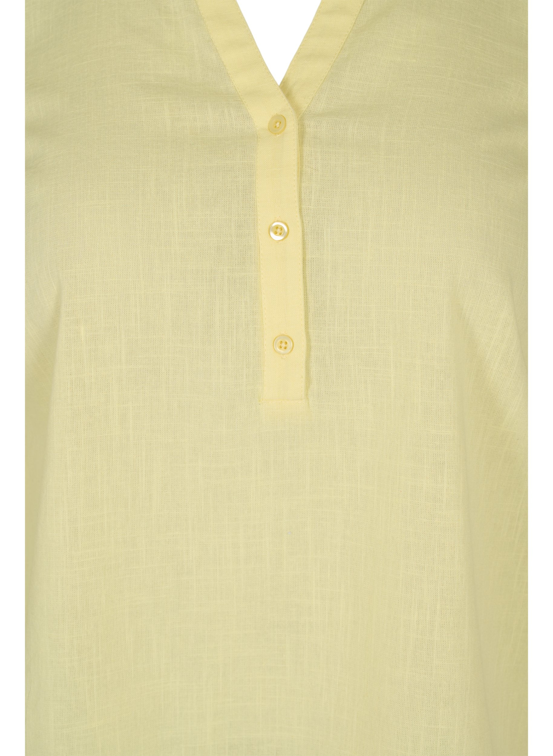 Skjortebluse i bomuld med v-udskæring, Yellow, Packshot image number 2