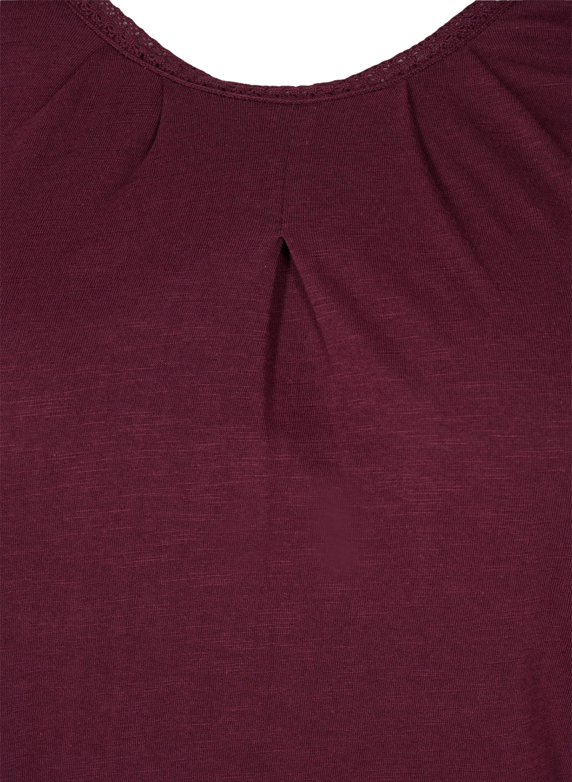 Ensfarvet bluse med 3/4 ærmer i bomuld, Port Royal, Packshot image number 2