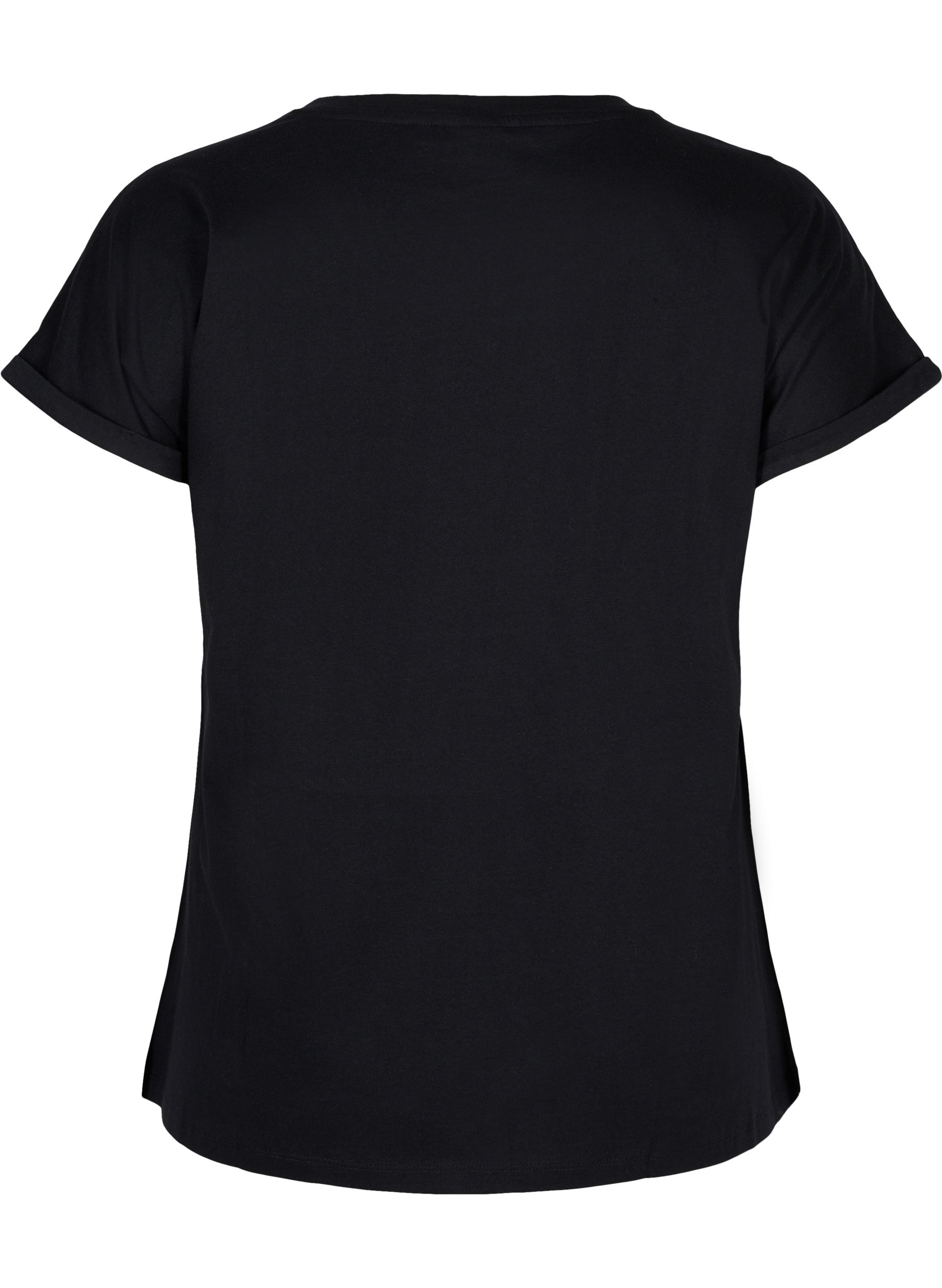 Bomulds t-shirt med broderi anglaise, Black, Packshot image number 1