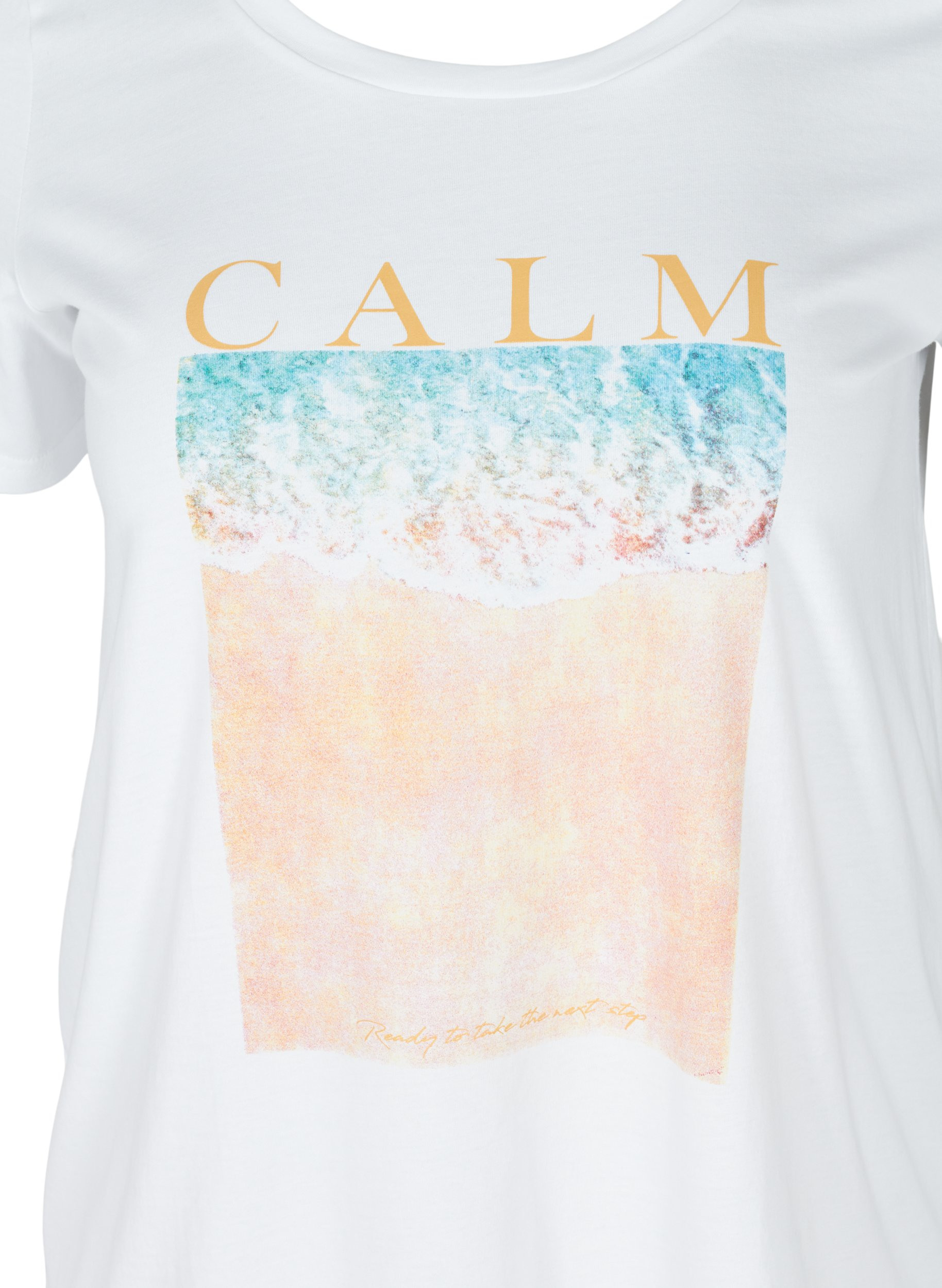 Kortærmet bomulds t-shirt med tryk, Bright White CALM, Packshot image number 2