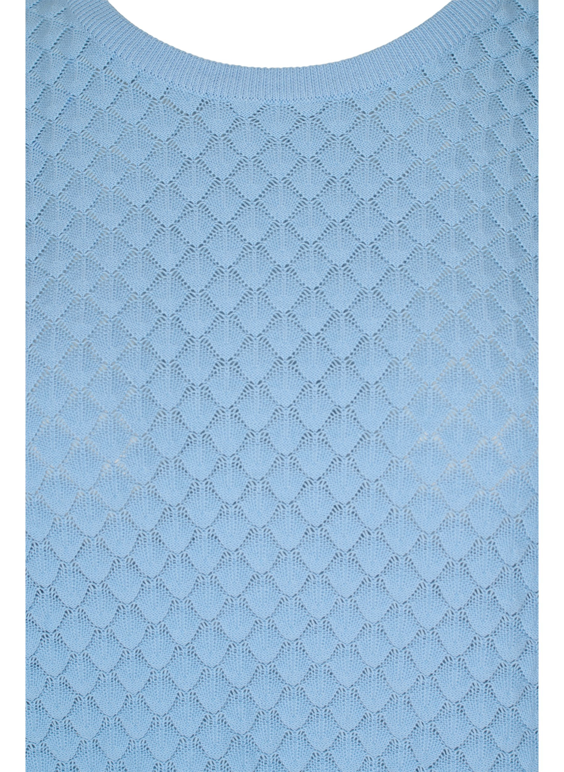 Mønstret strikbluse i økologisk bomuld, Chambray Blue, Packshot image number 2