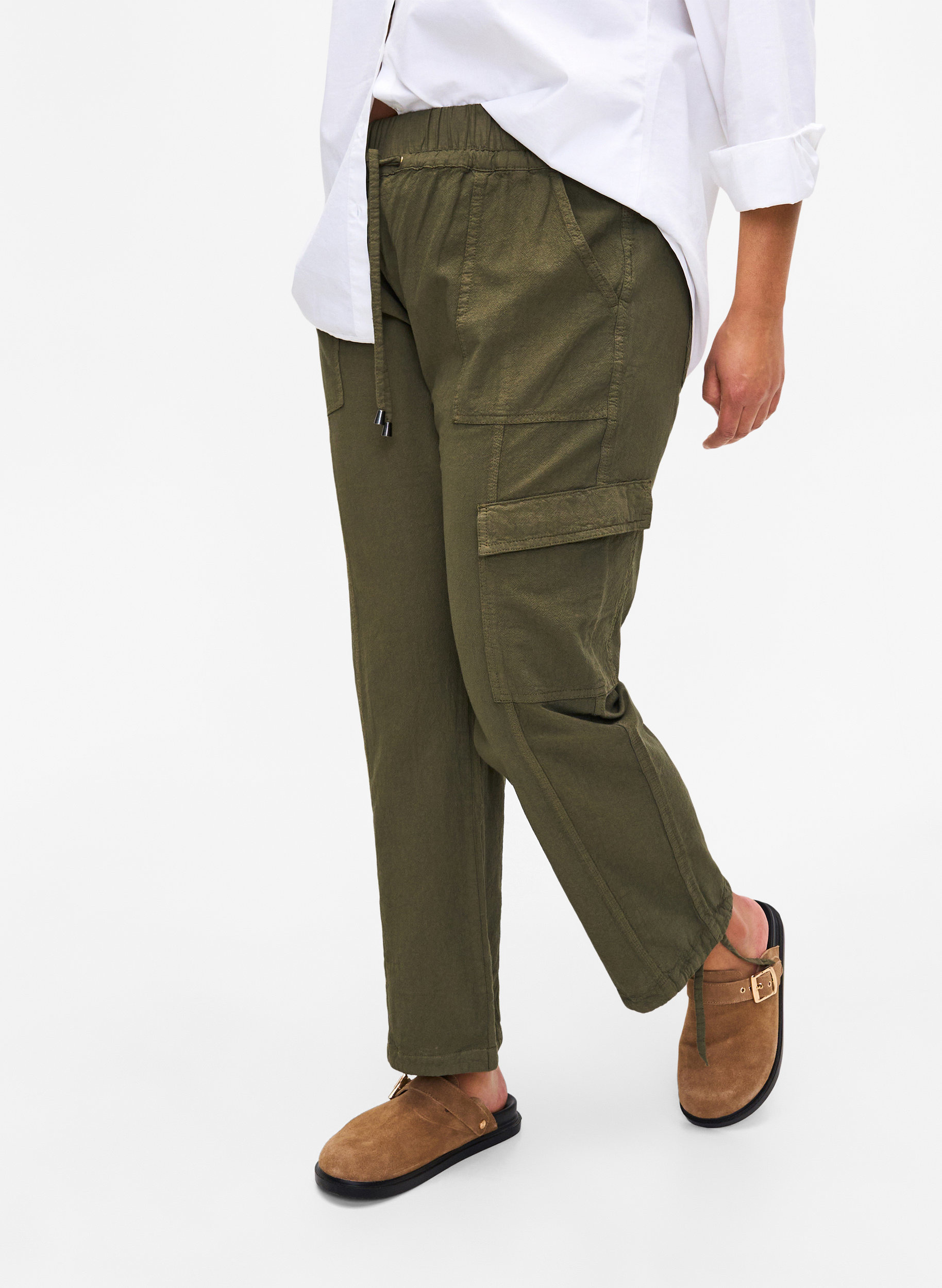 Løse bukser i bomuld, Ivy Green, Model image number 1