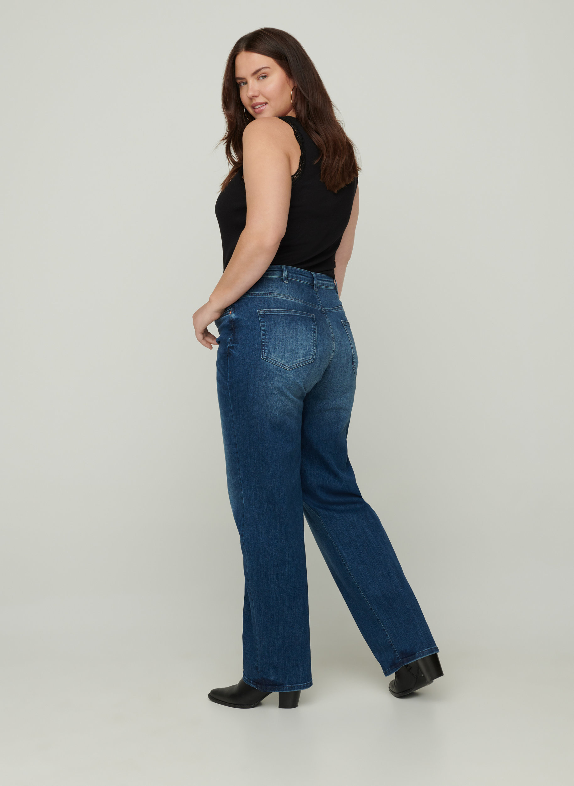 Regular Gemma jeans med høj talje - Blå - Str. 42-60 - Zizzi