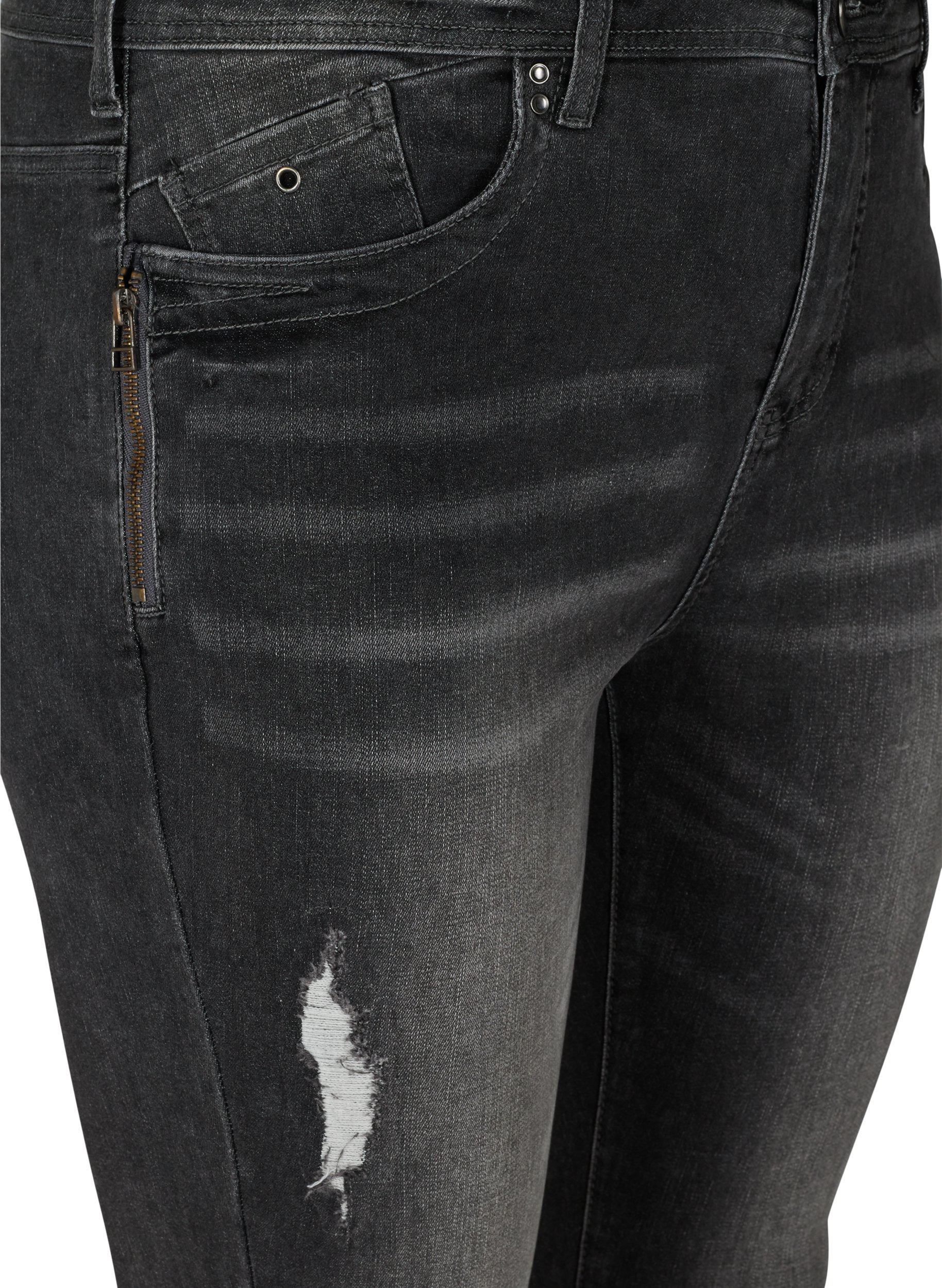 Super slim Amy jeans med slid, Grey Denim, Packshot image number 2