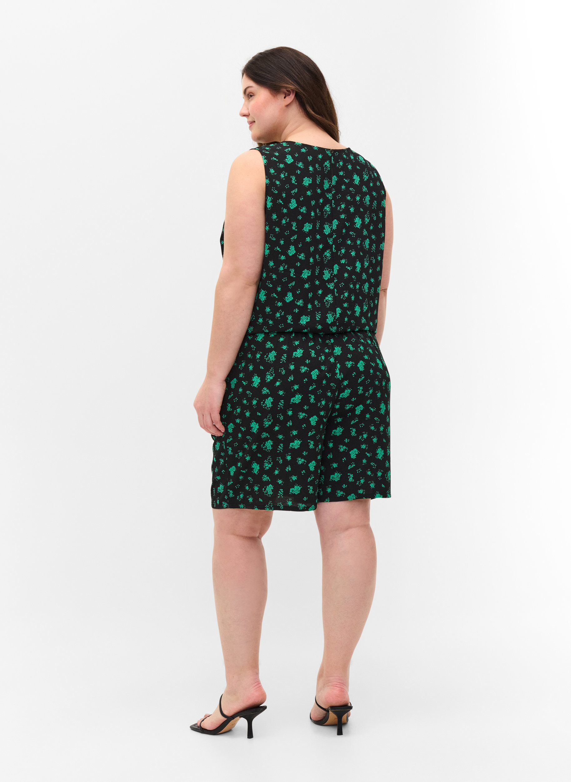 Printede shorts med lommer, Green Flower AOP, Model image number 1