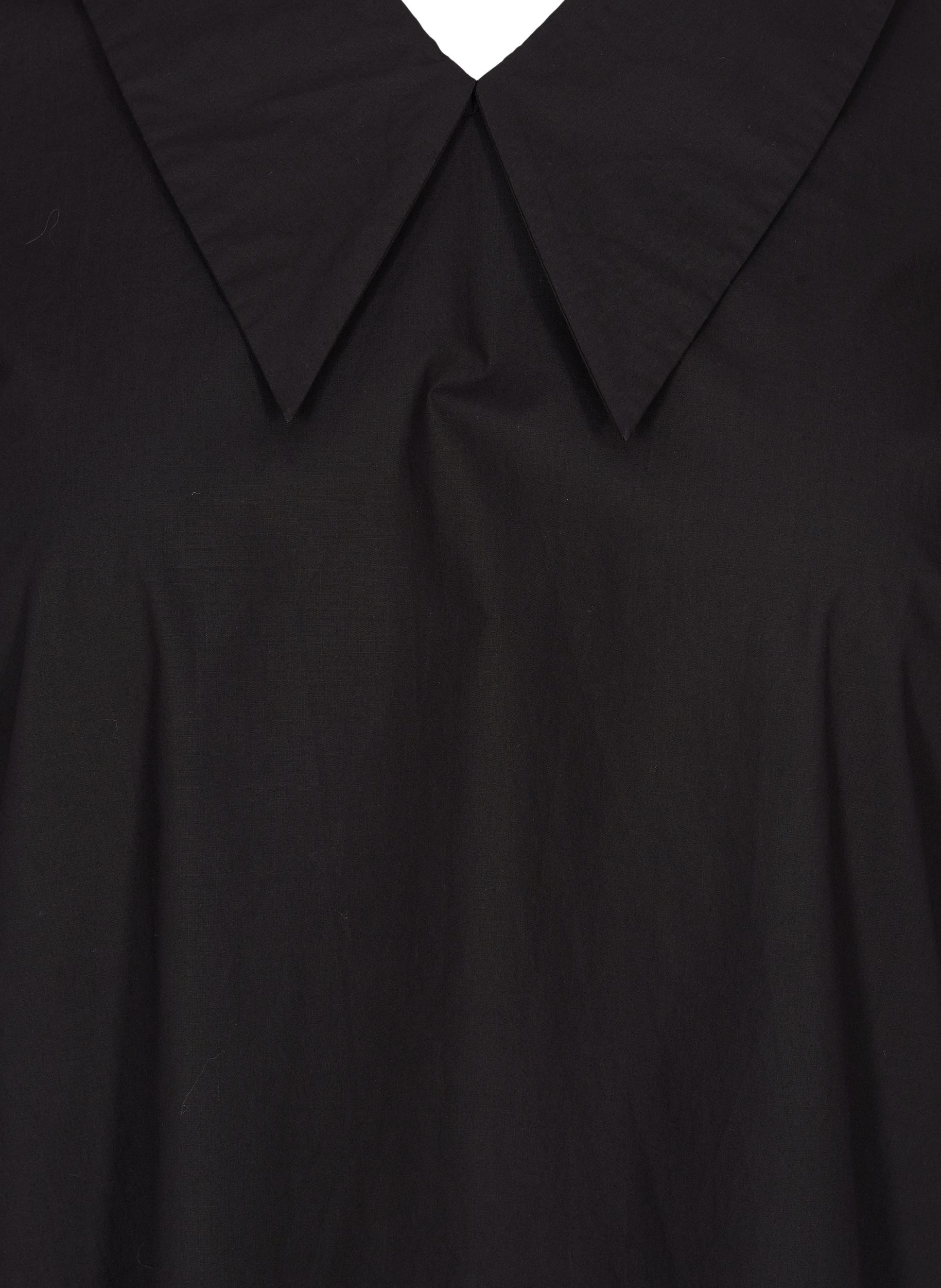 Bomulds tunika med stor krave, Black, Packshot image number 2