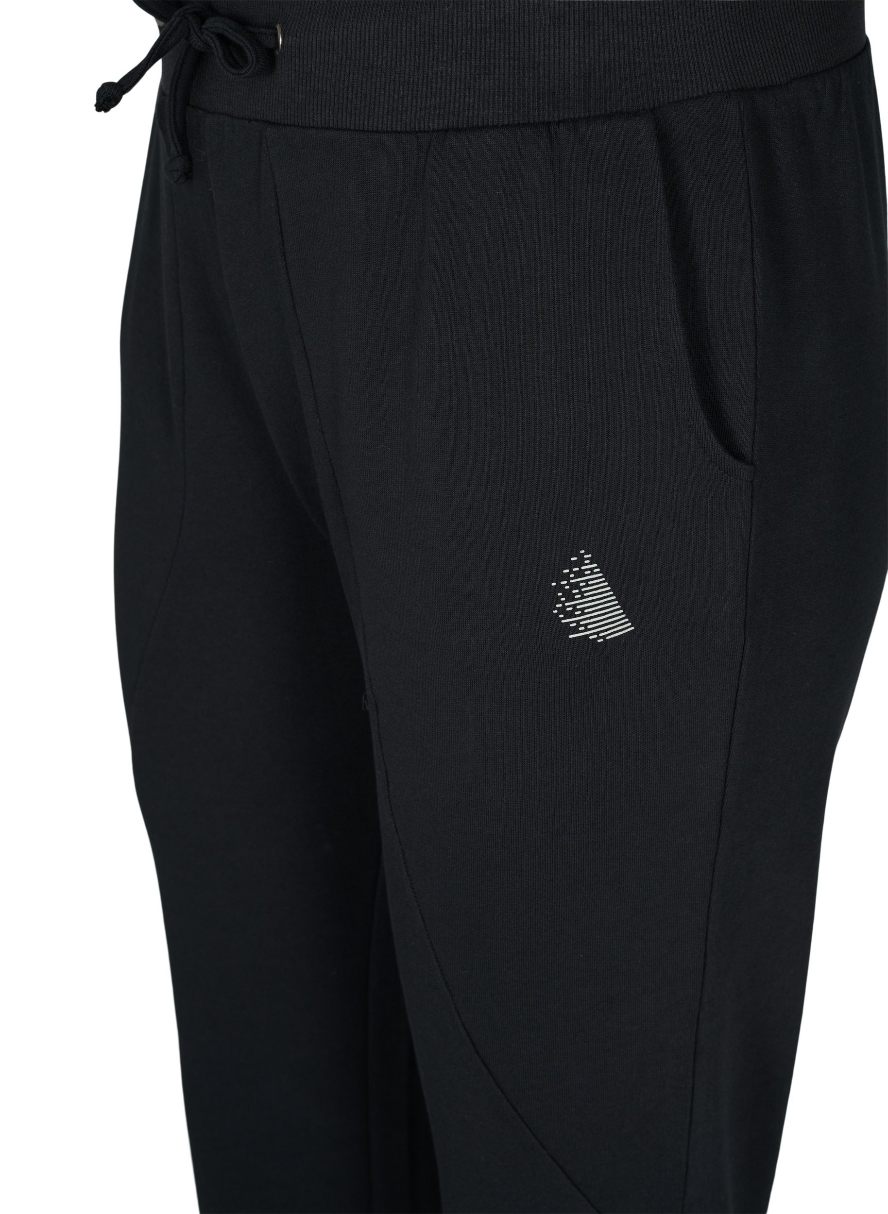 Ensfarvede træningsbukser med lommer, Black, Packshot image number 2