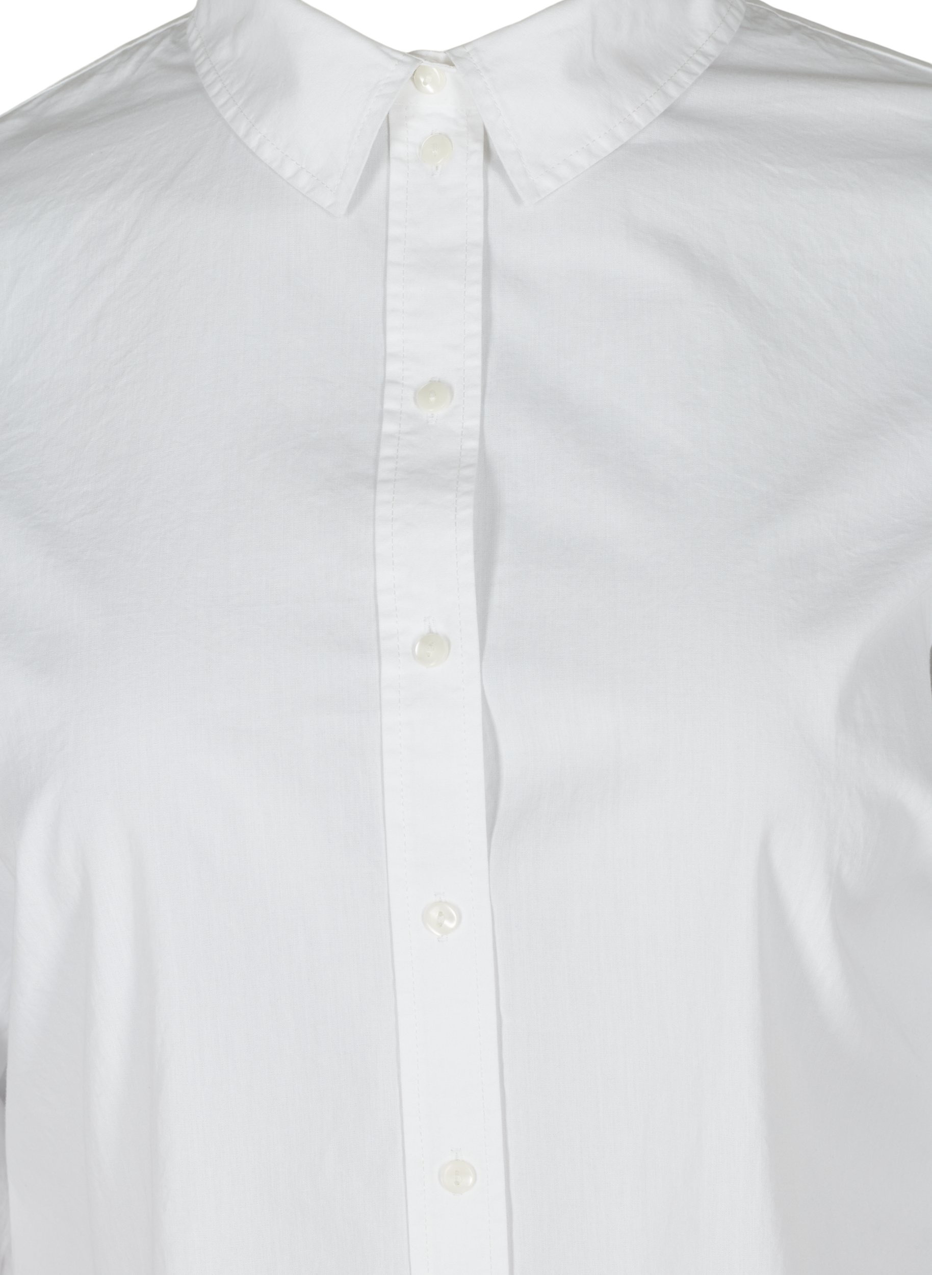Økologisk bomulds skjorte med krave og knapper, White, Packshot image number 2
