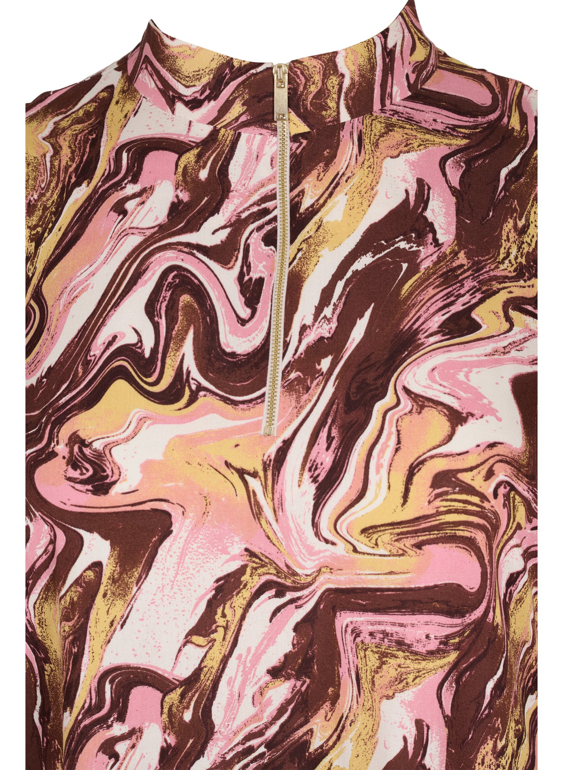 Printet tunika med lynlås og a-shape, AOP, Packshot image number 2