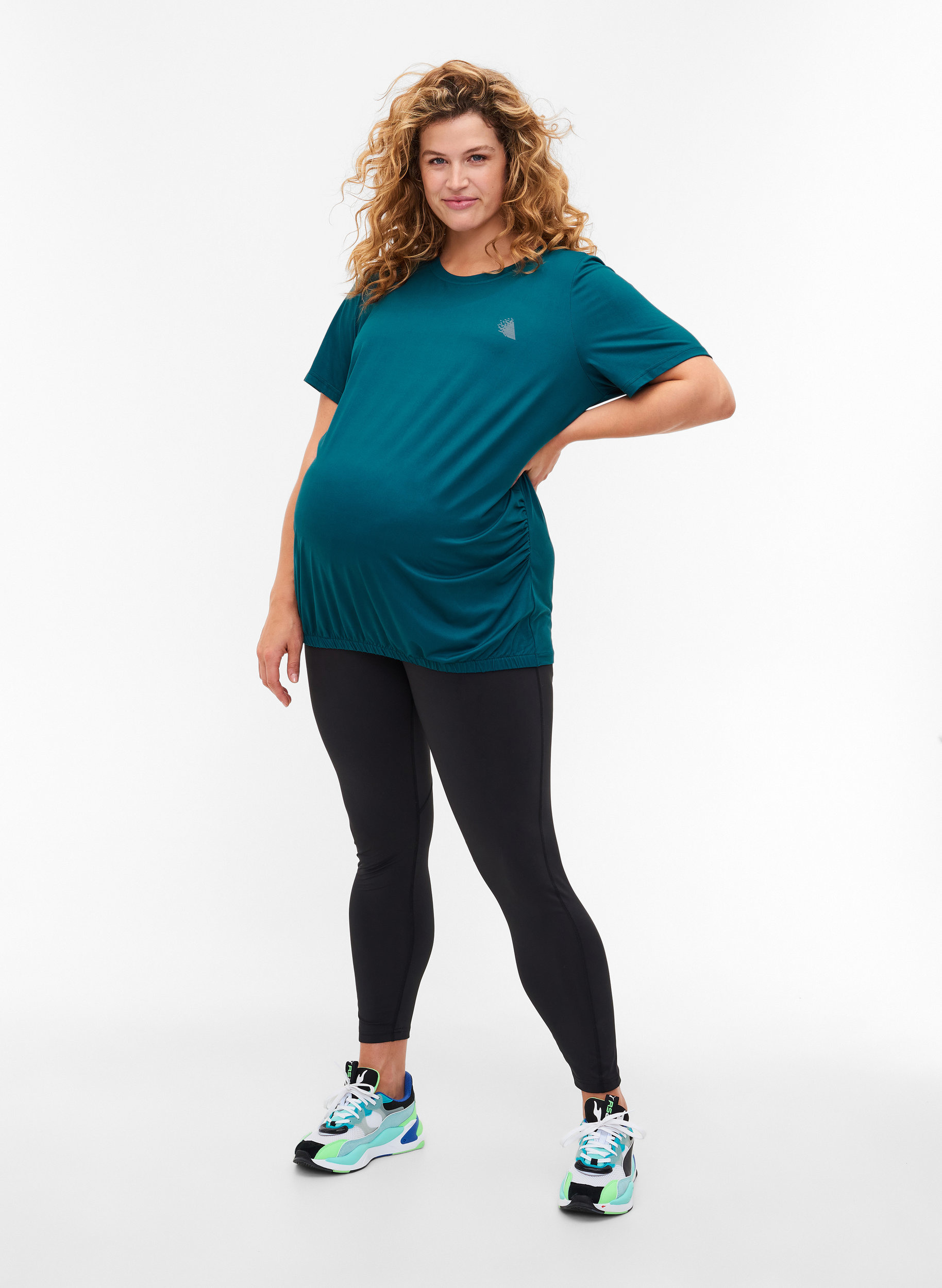 Graviditets trænings t-shirt, Deep Teal, Model image number 2
