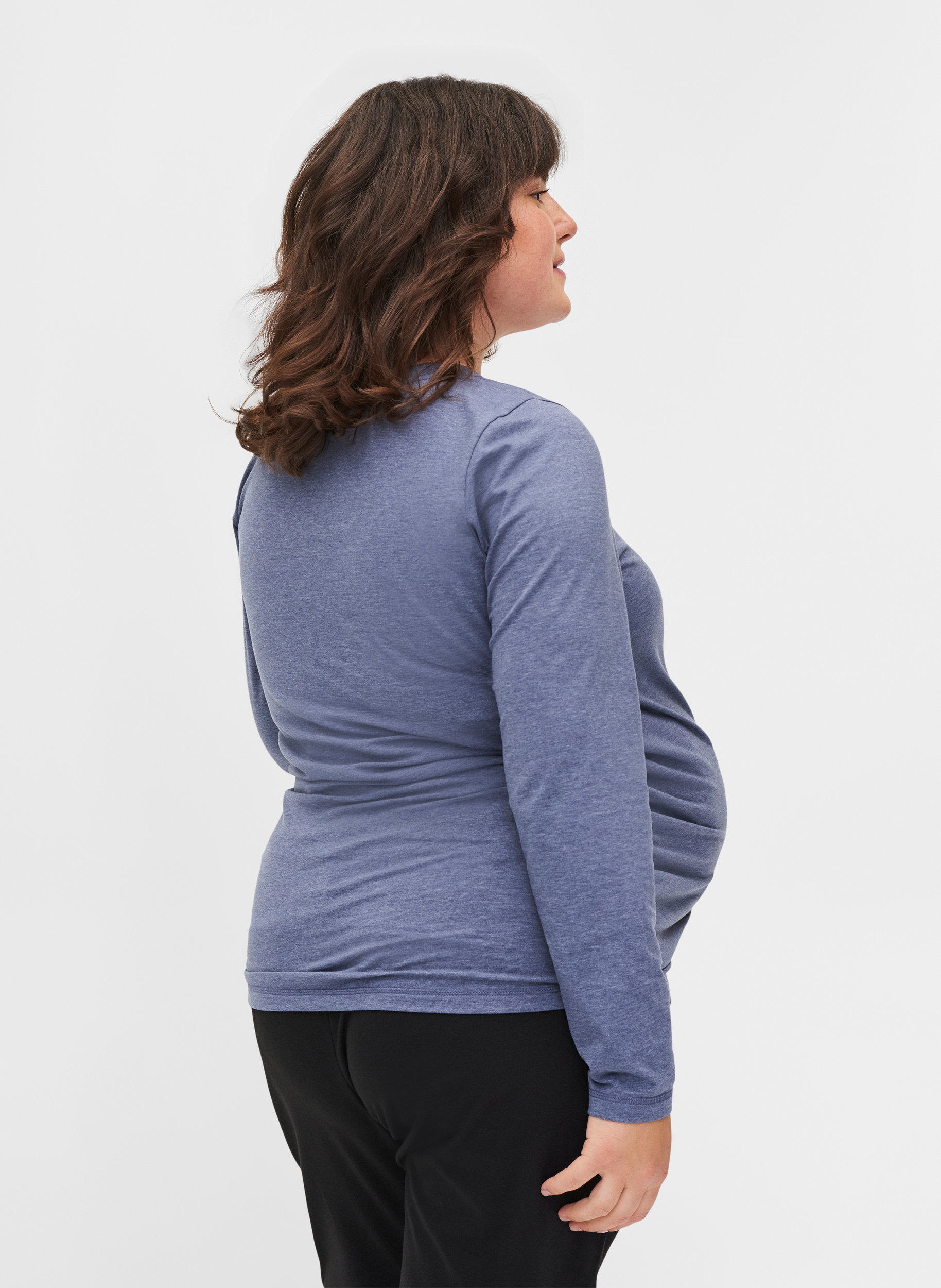 Basis graviditets bluse med lange ærmer, Nightshadow Blue, Model image number 1