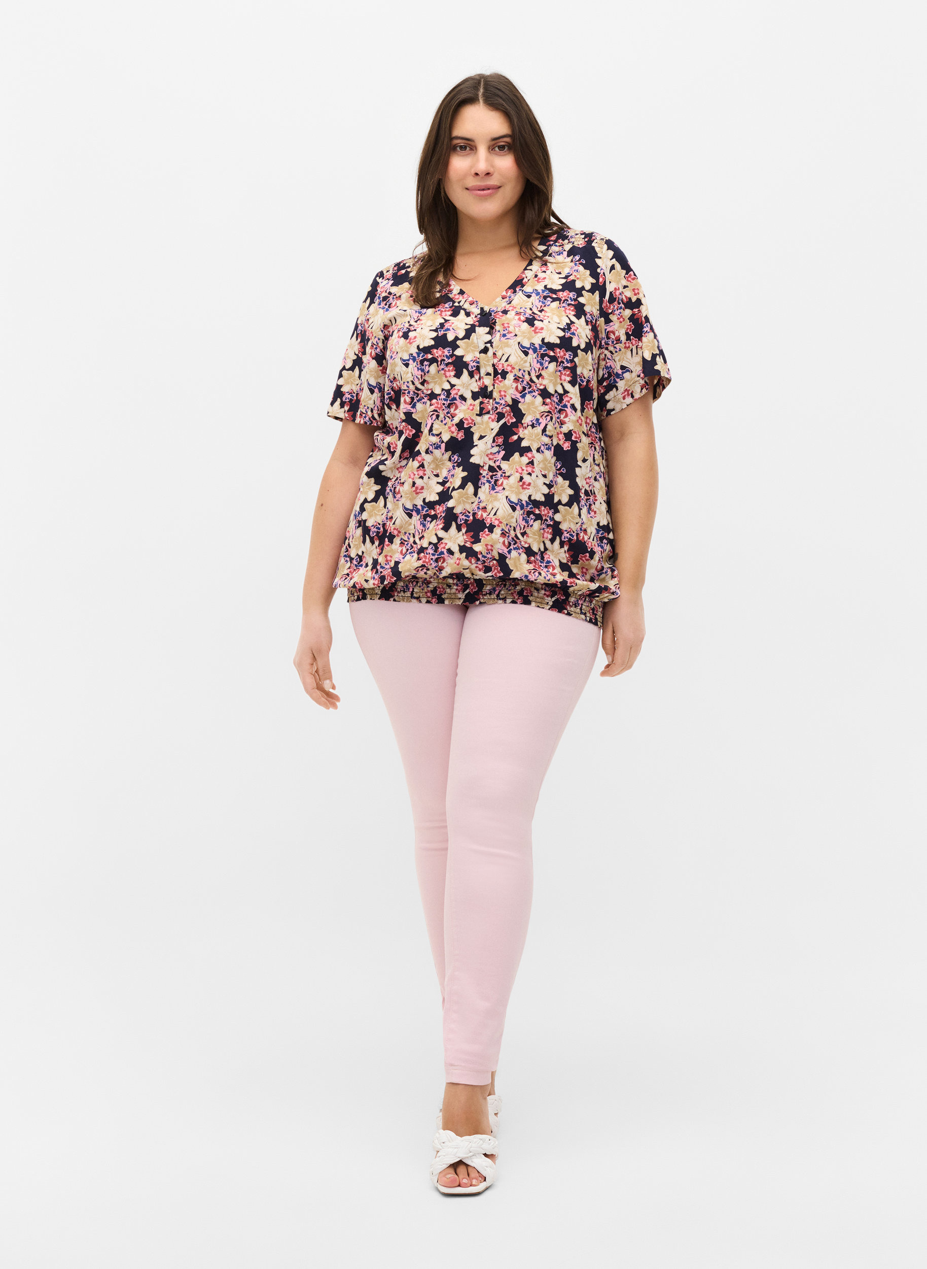 Super slim Amy jeans med høj talje, Chalk Pink, Model