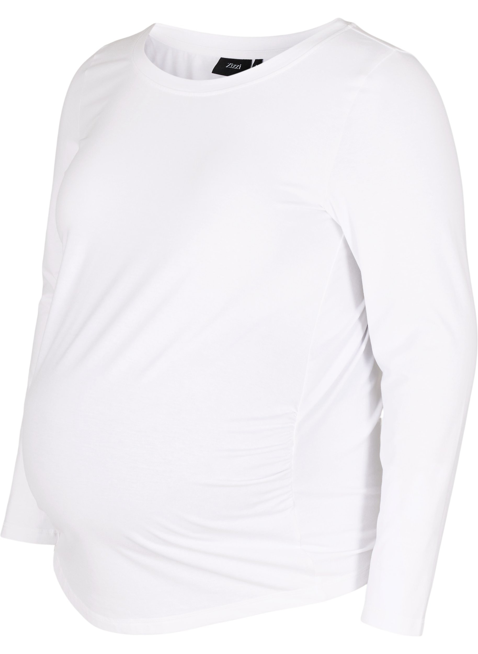 Basis graviditets bluse med lange ærmer, White, Packshot image number 0
