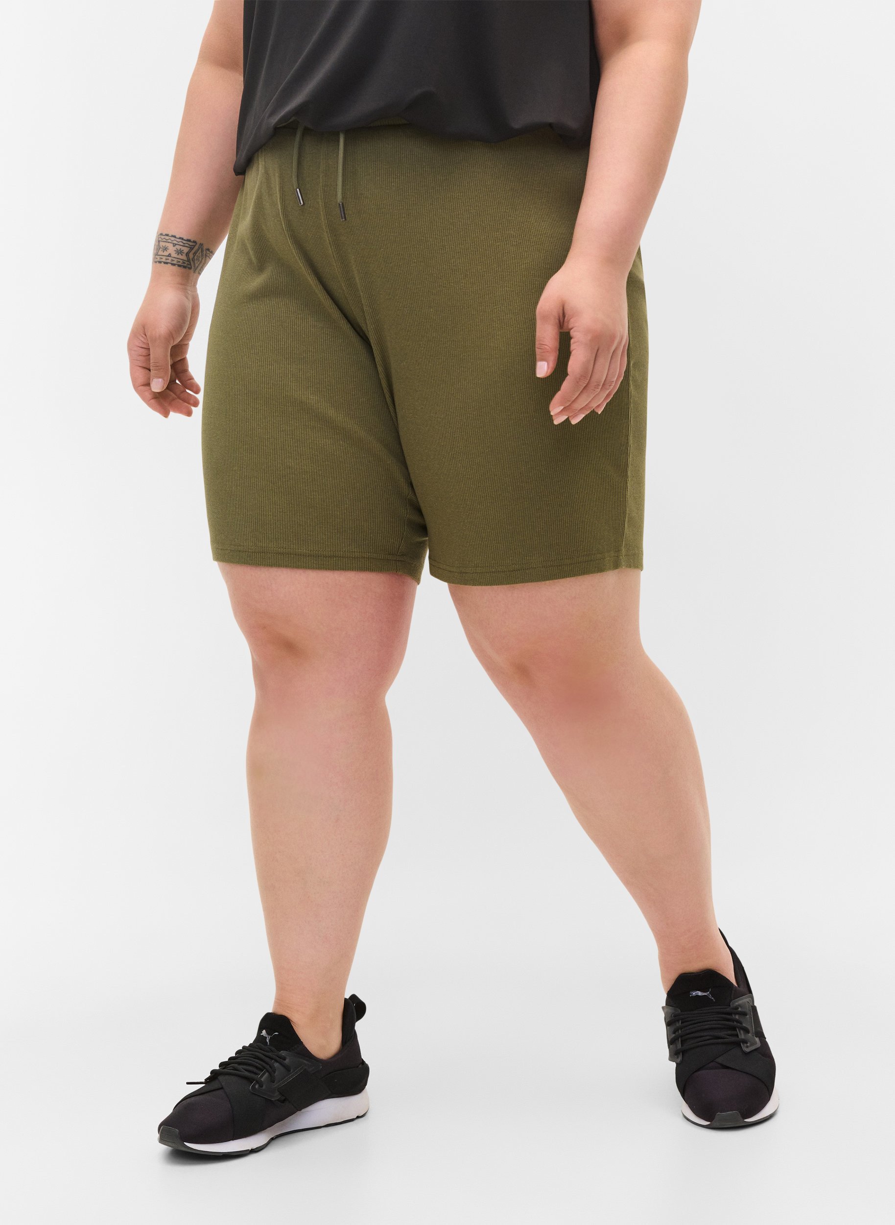 Løse shorts med ribstruktur, Ivy Green, Model image number 2