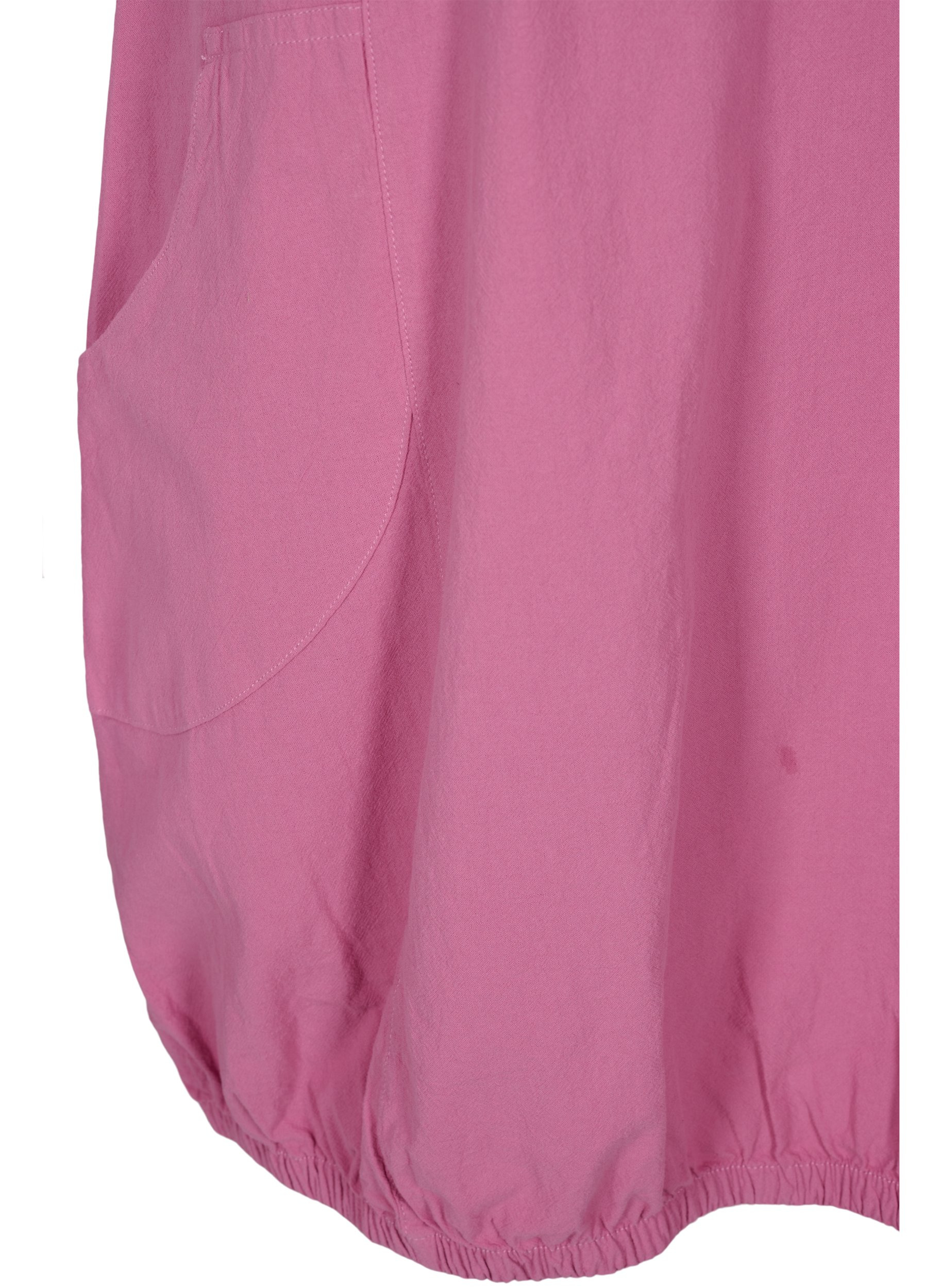 Kortærmet kjole i bomuld, Cyclamen, Packshot image number 3