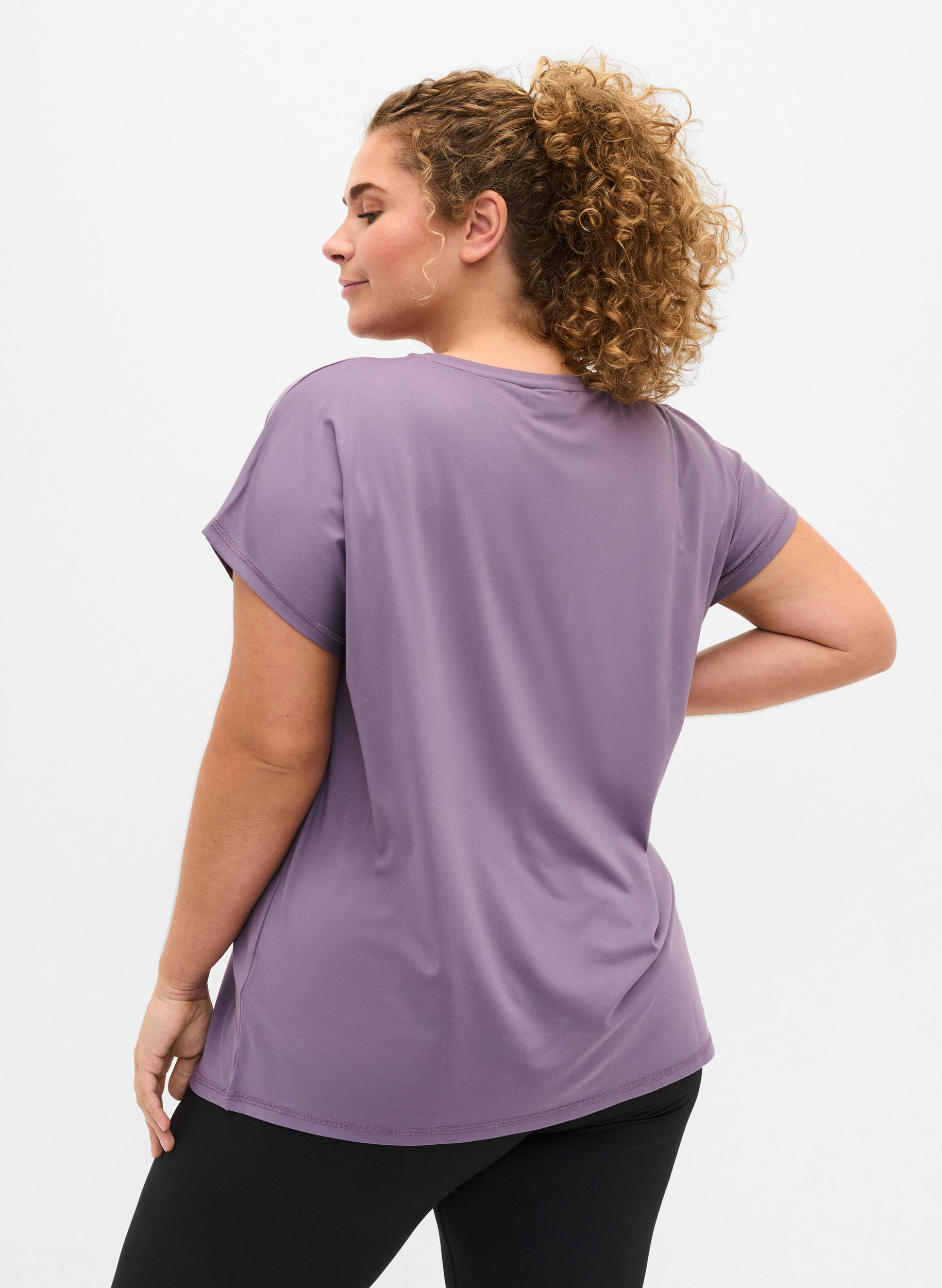 Ensfarvet trænings t-shirt, Purple Sage, Model image number 1