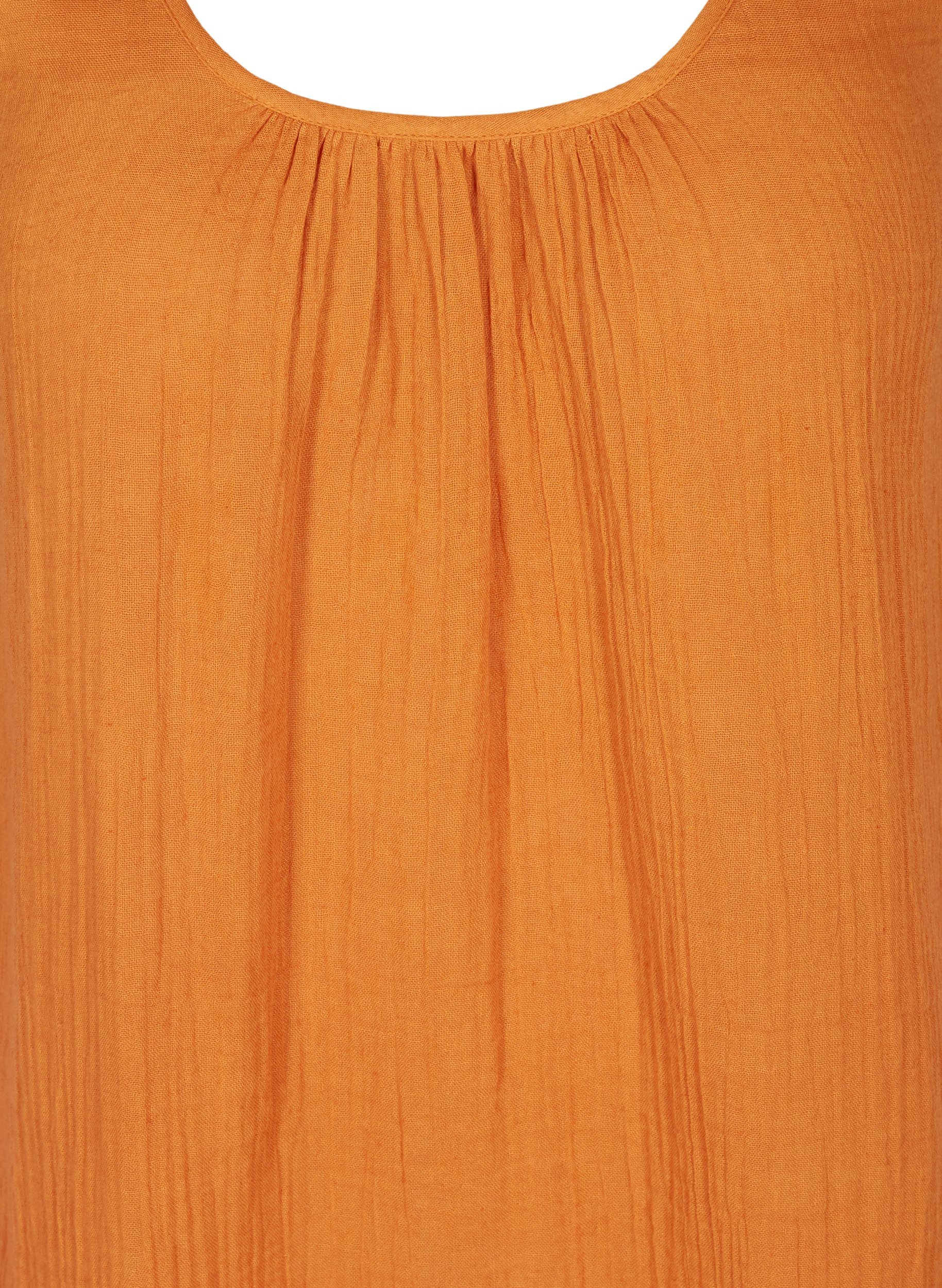 Ærmeløs bomulds kjole med a-form , Mustard As sample, Packshot image number 2