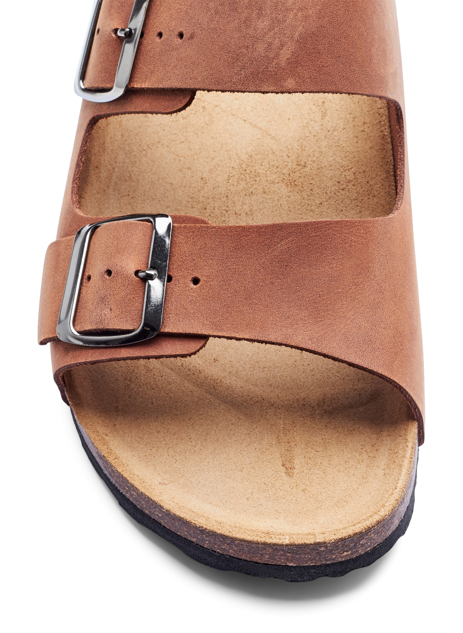 Læder sandaler med bred pasform , Cognac, Packshot image number 2