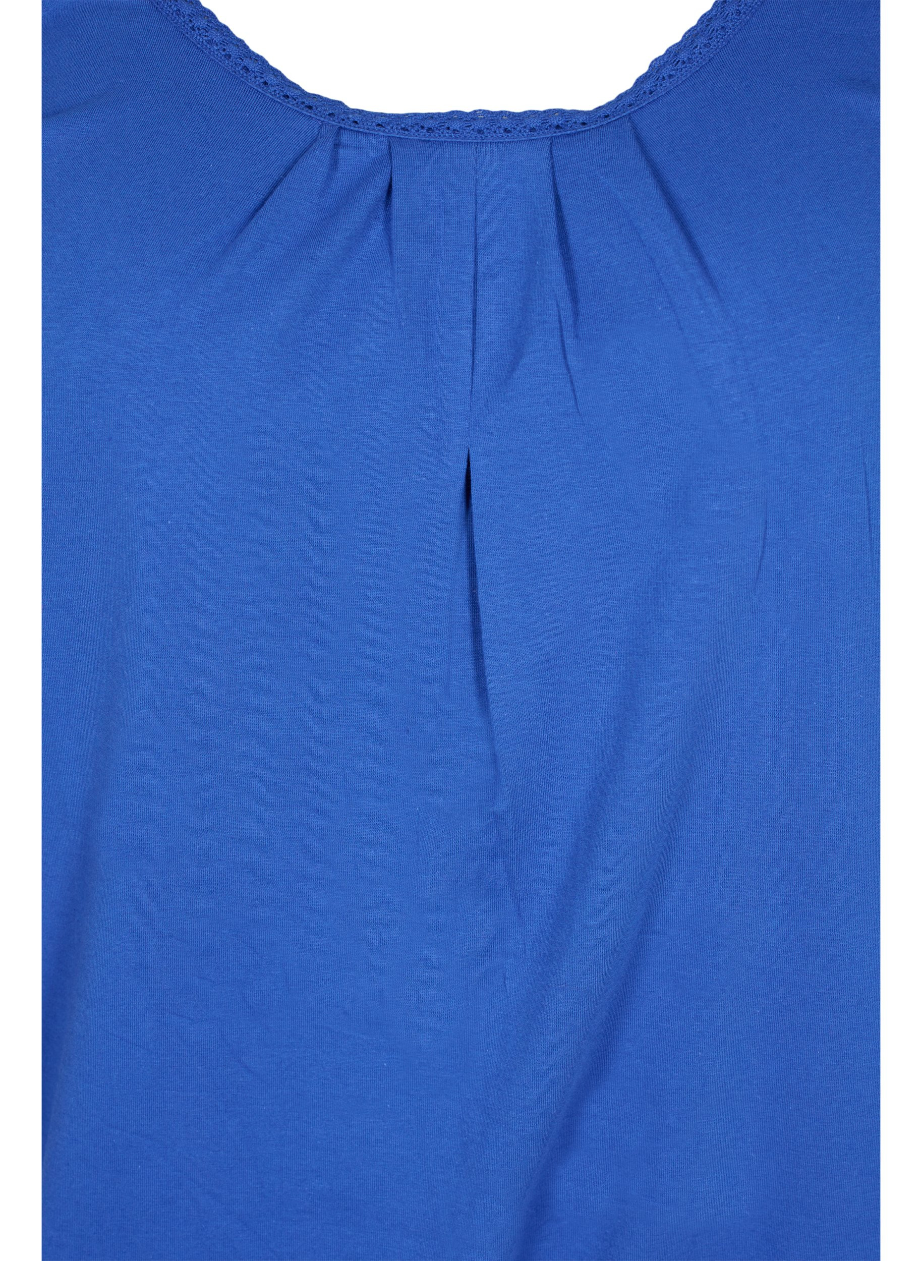 Bomulds t-shirt med korte ærmer, Dazzling Blue, Packshot image number 2