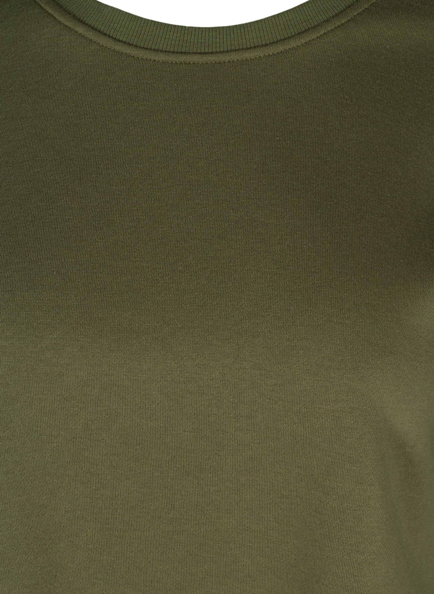 Cropped sweatshirt med rund hals, Ivy Green, Packshot image number 2